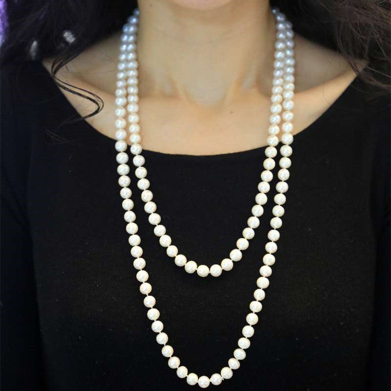 1.3m long 7.5-8mm freshwater pearl necklace