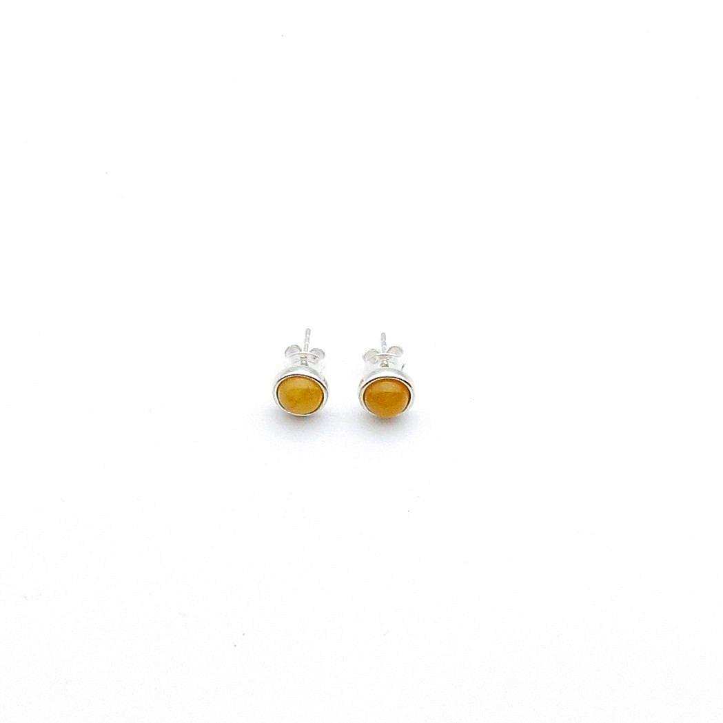 7.8mm Baltic Amber sterling silver stud earring
