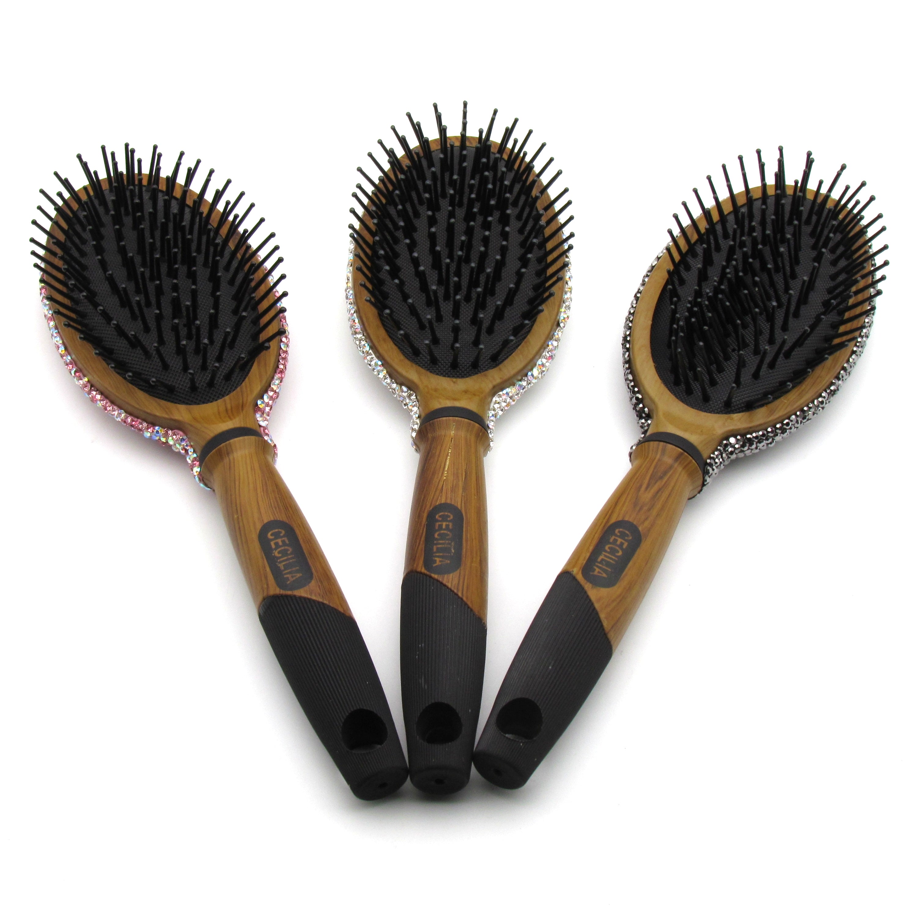 Hand Czech diamond with inlaid Rhinestone Hair Brush