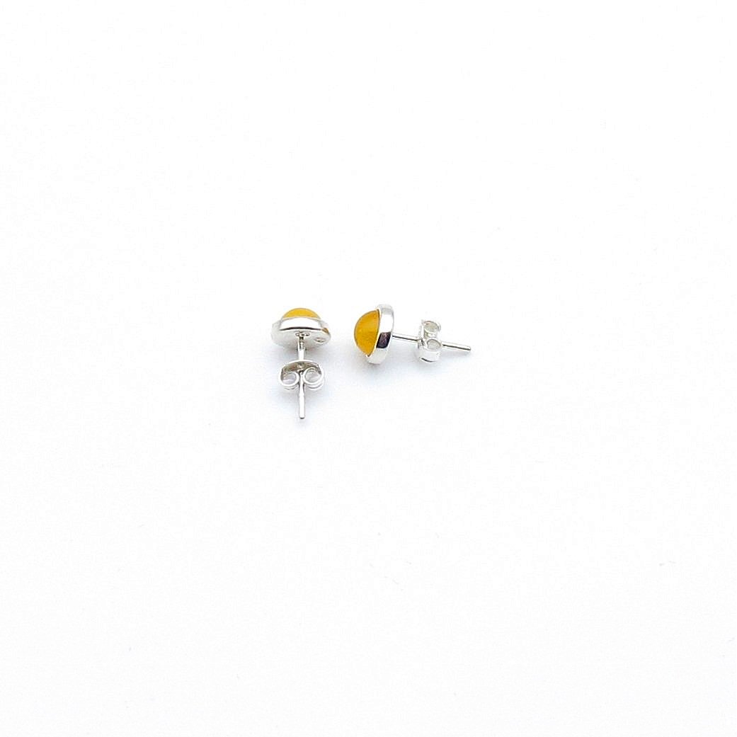 7.8mm Baltic Amber sterling silver stud earring
