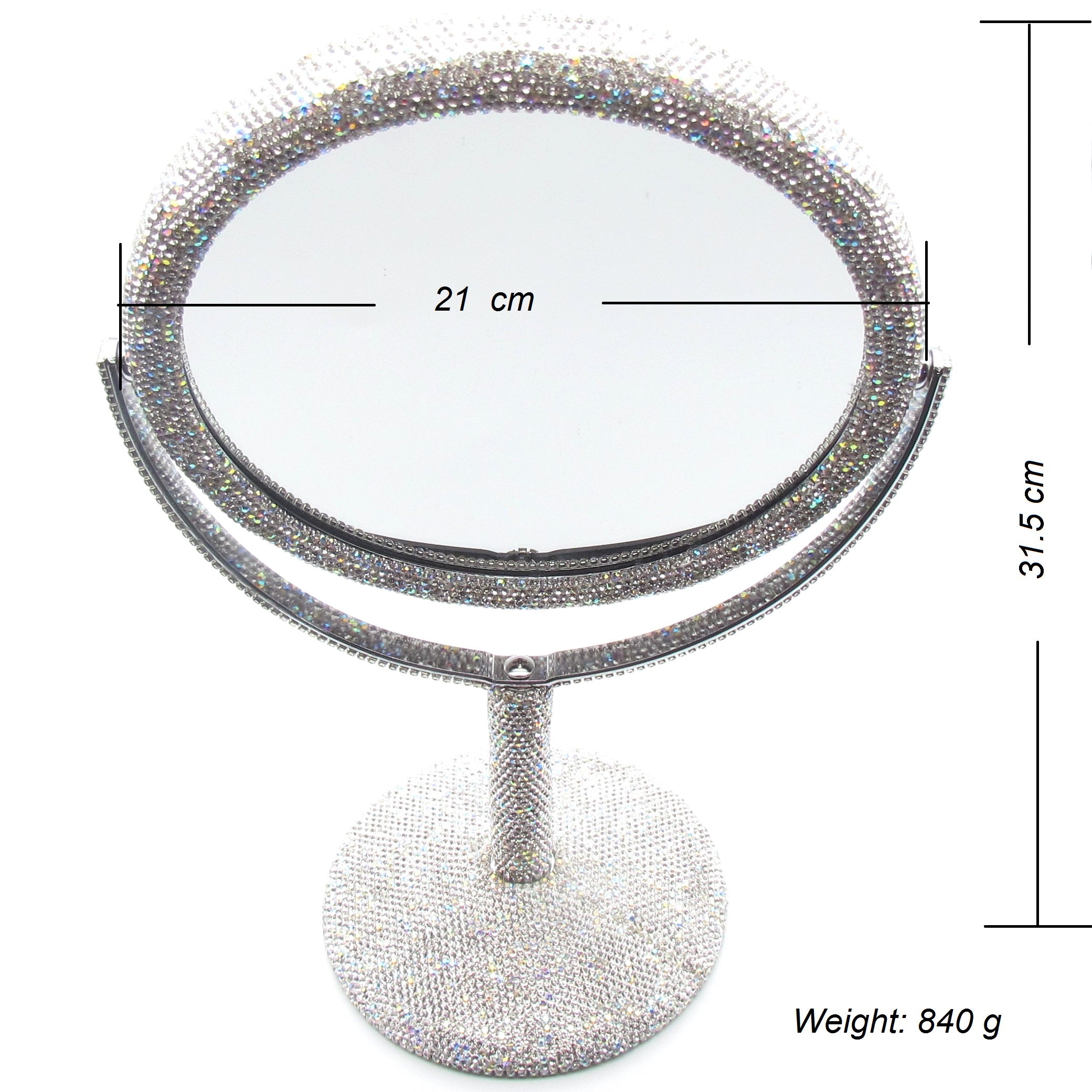 Hand inlaid Rhinestone and Czech diamond bling bling magnify mirror