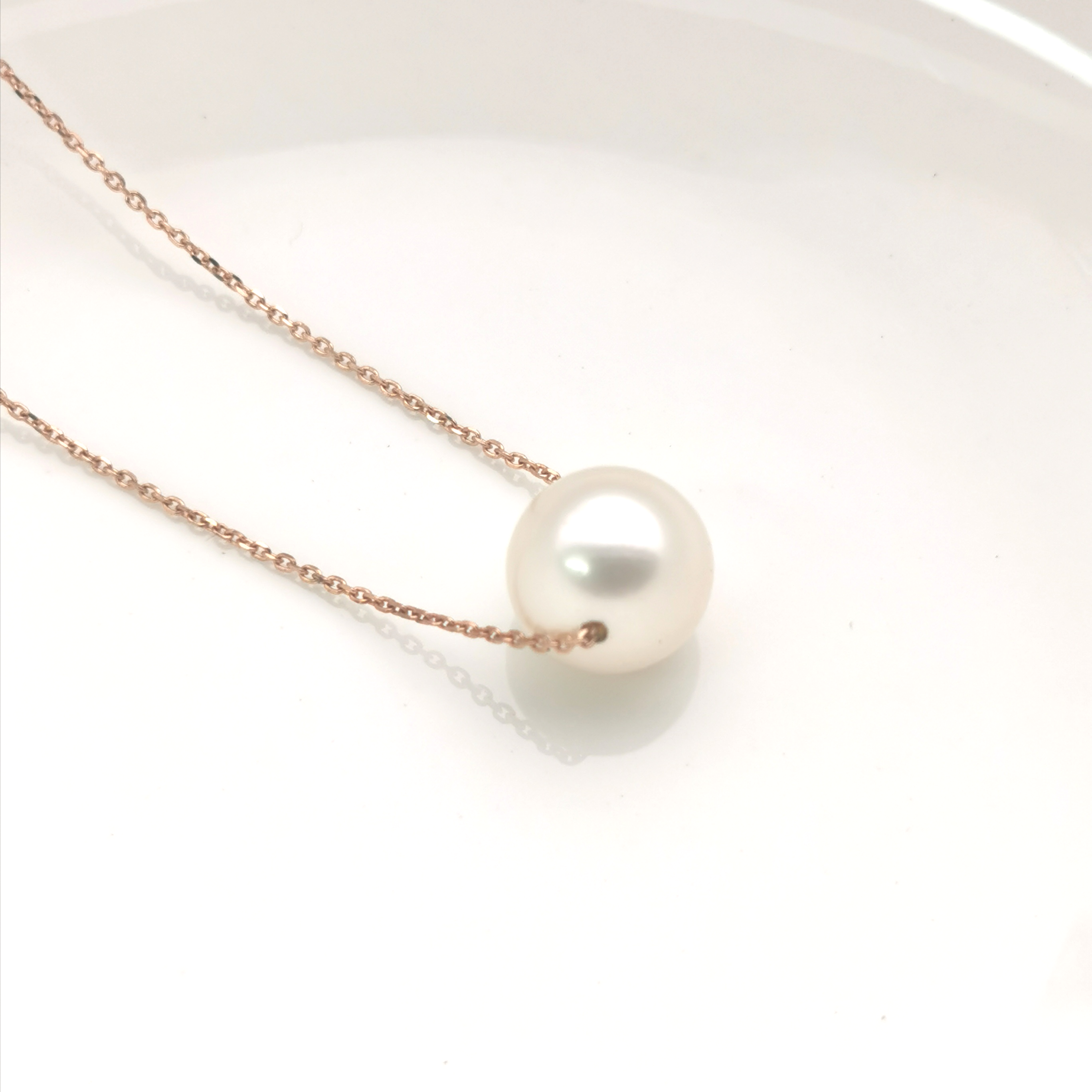 sterling silver Rose gold rodium plated fresheater pearl necklace