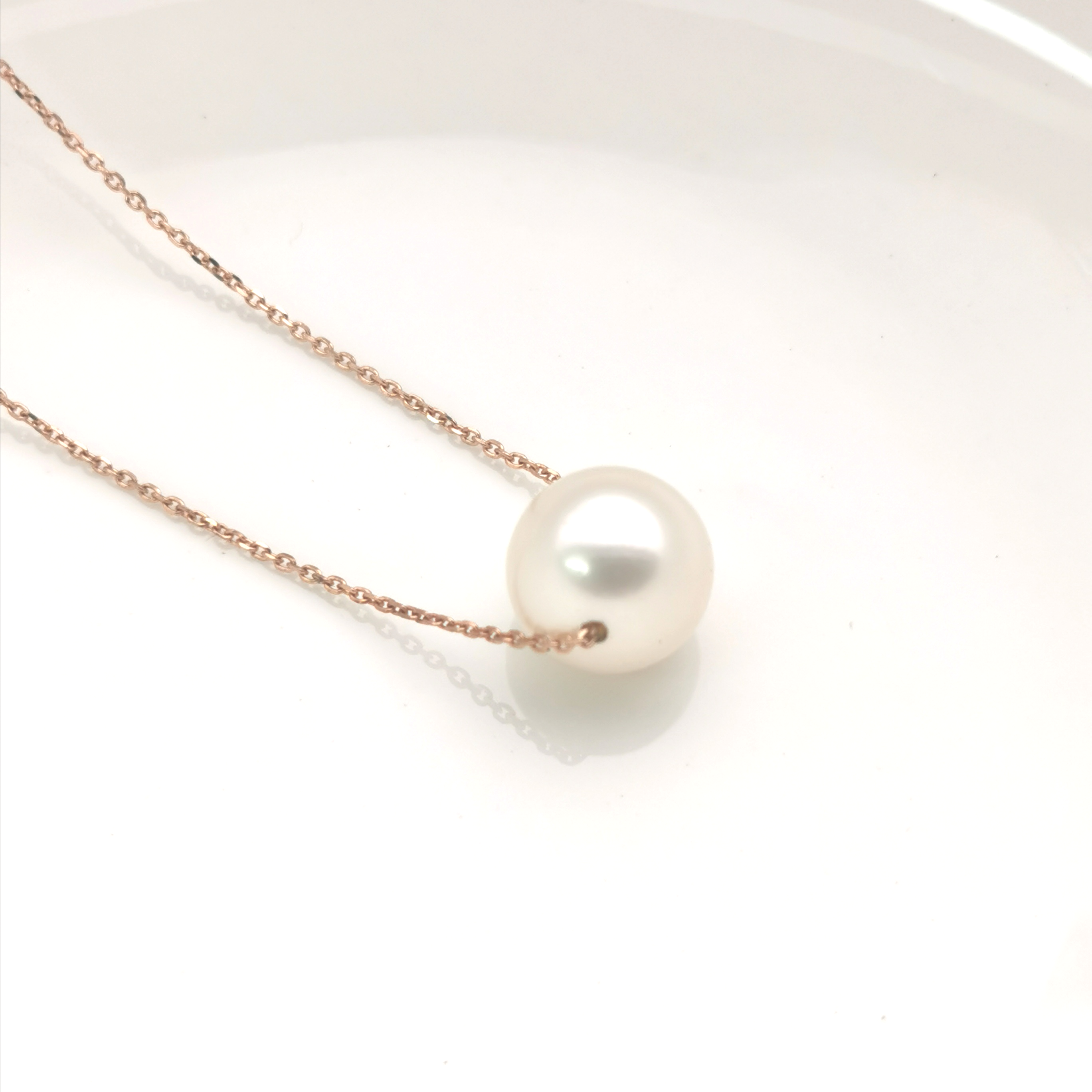 sterling silver Rose gold rodium plated fresheater pearl necklace