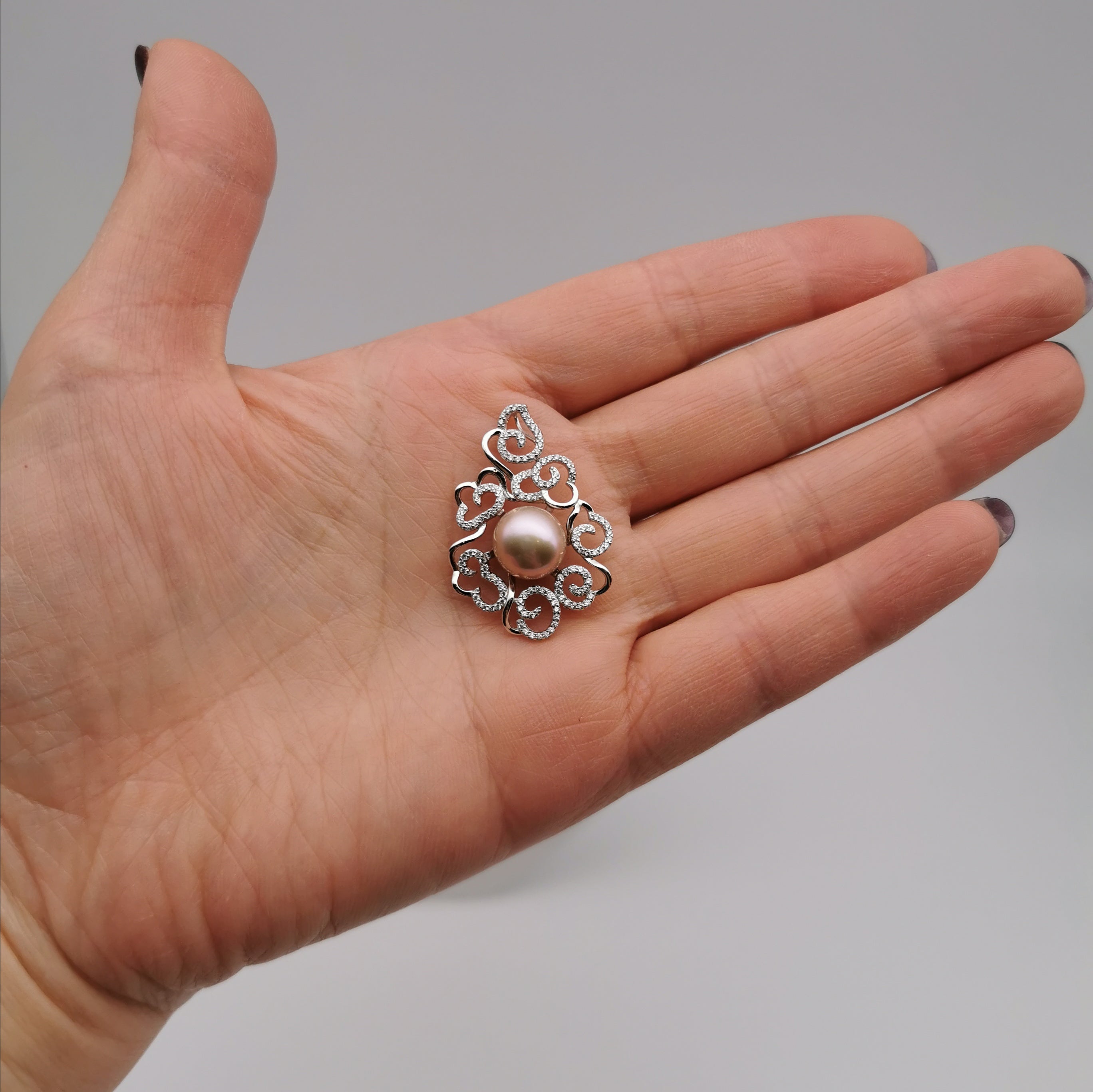 Sterling silver purple freshwater pearl vintage elegant pendant