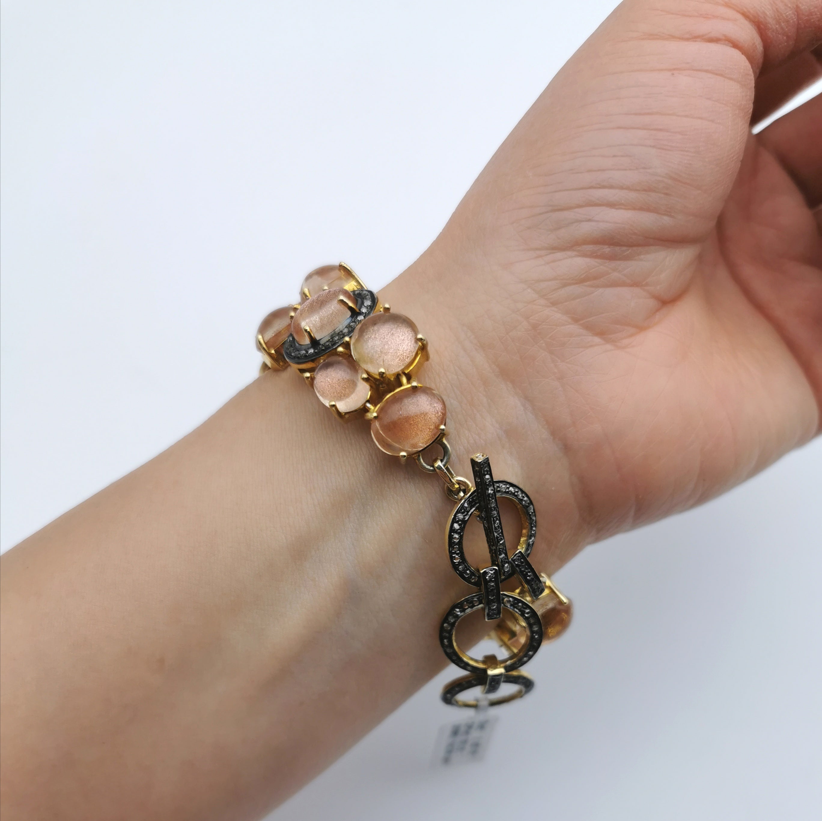Sterling silver with nature sunstone bracelet