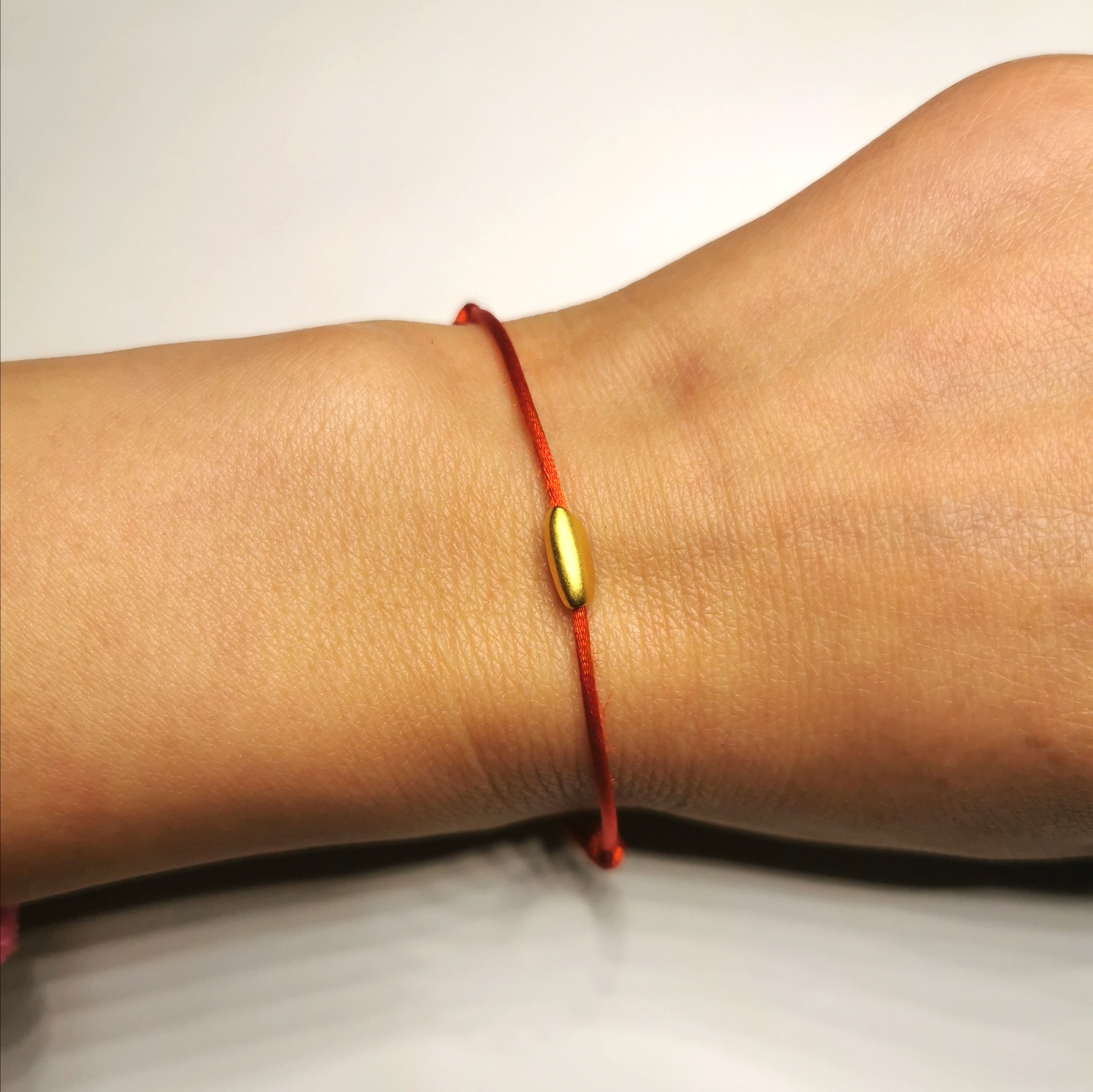 18ct 3D gold lucky rope rice shape adjustable bracelet