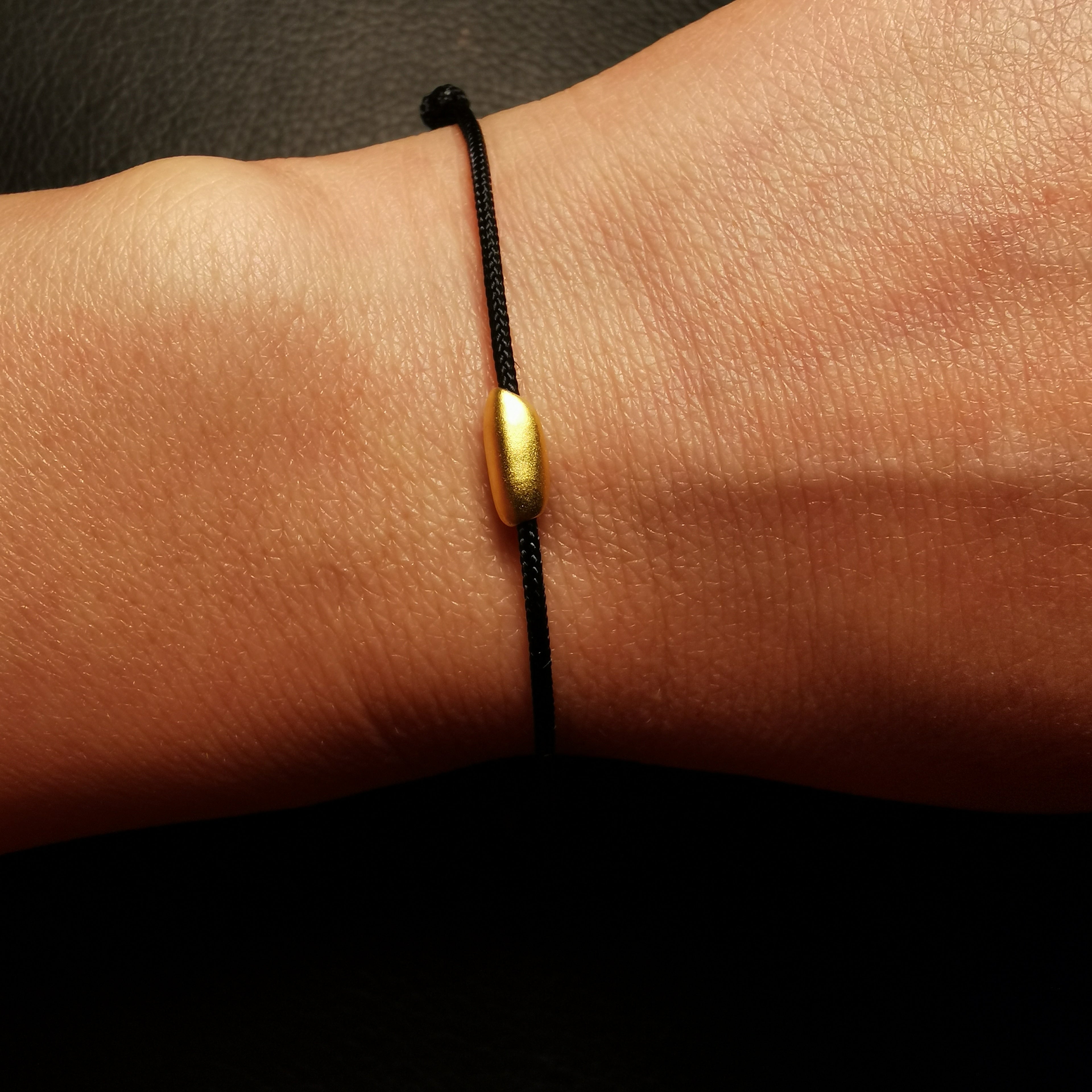 18ct 3D gold lucky rope rice shape adjustable bracelet