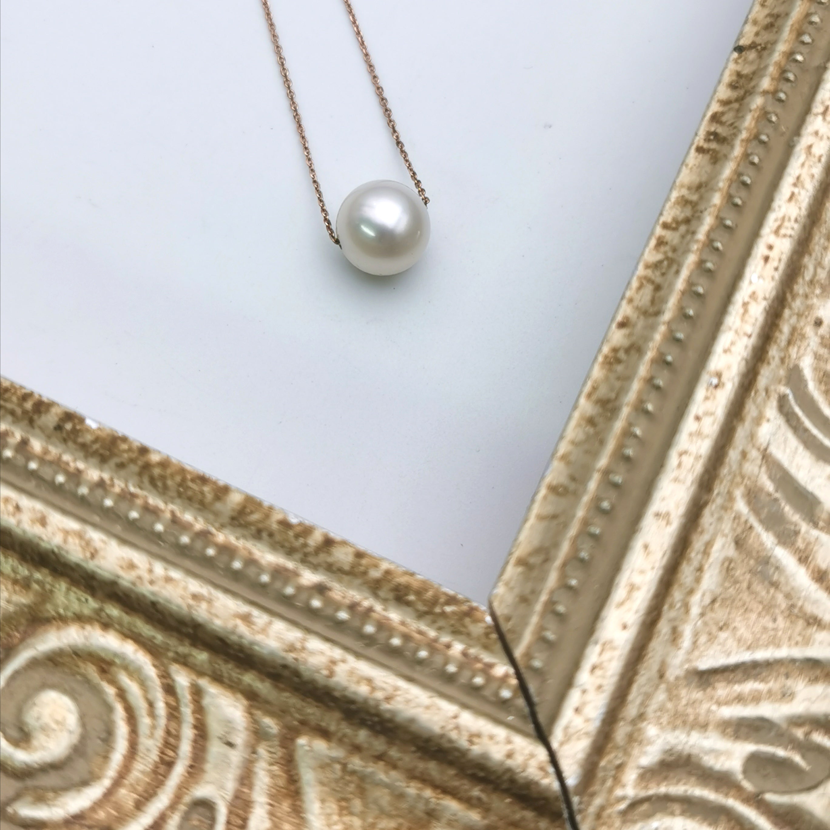 sterling silver Rose gold rodium plated fresheater pearl necklace