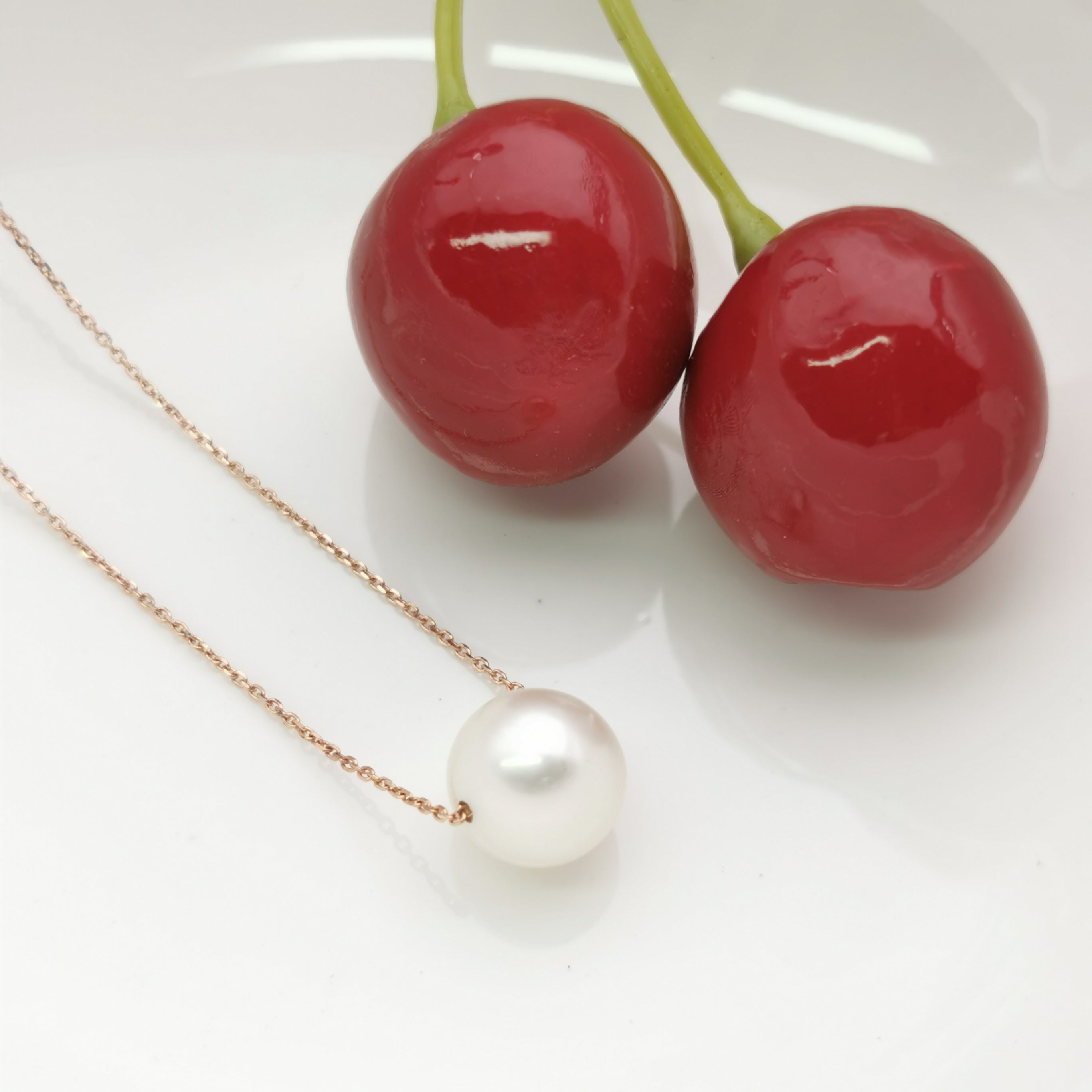sterling silver Rose gold rodium plated fresheater pearl necklace