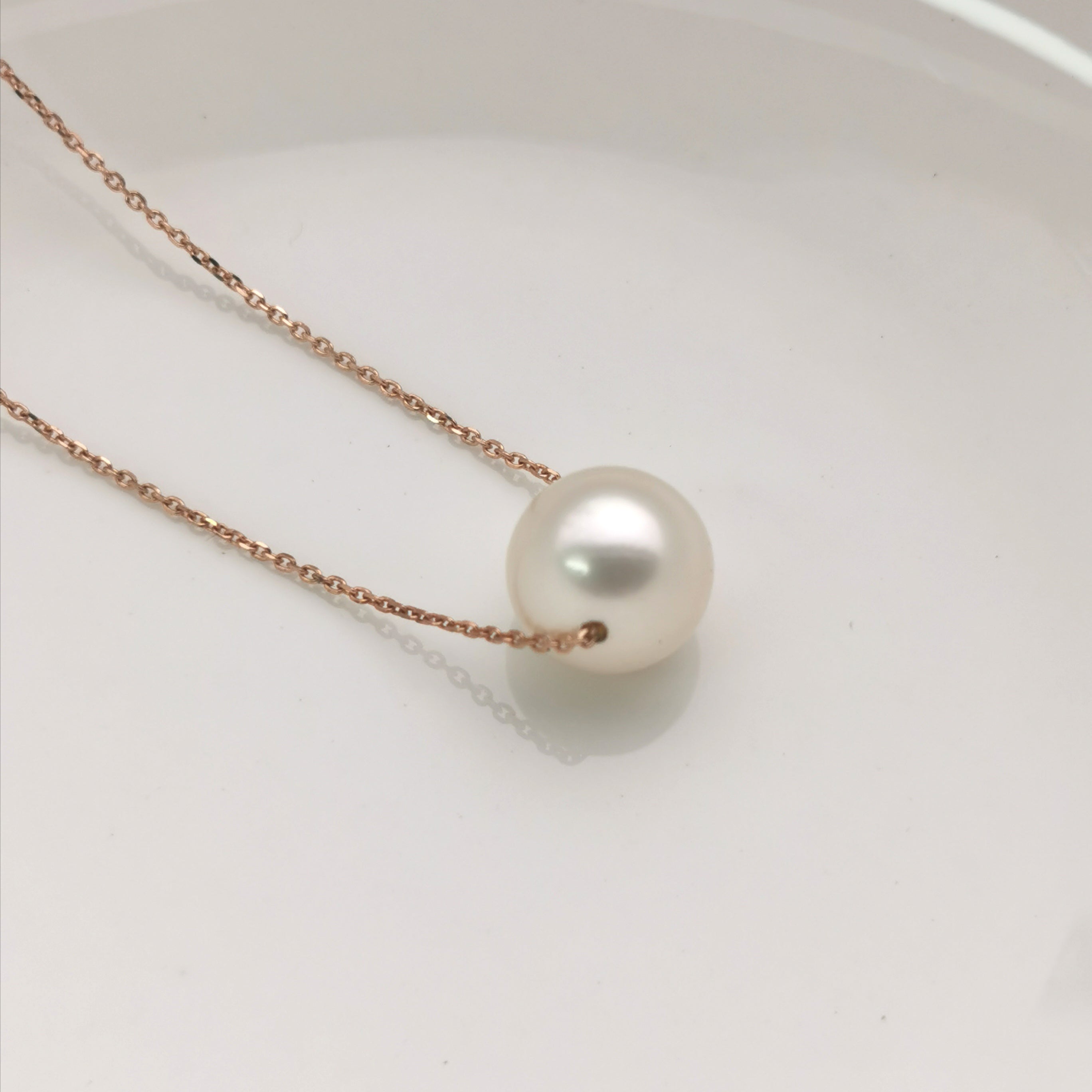 sterling silver Rose gold rodium plated fresheater pearl necklace