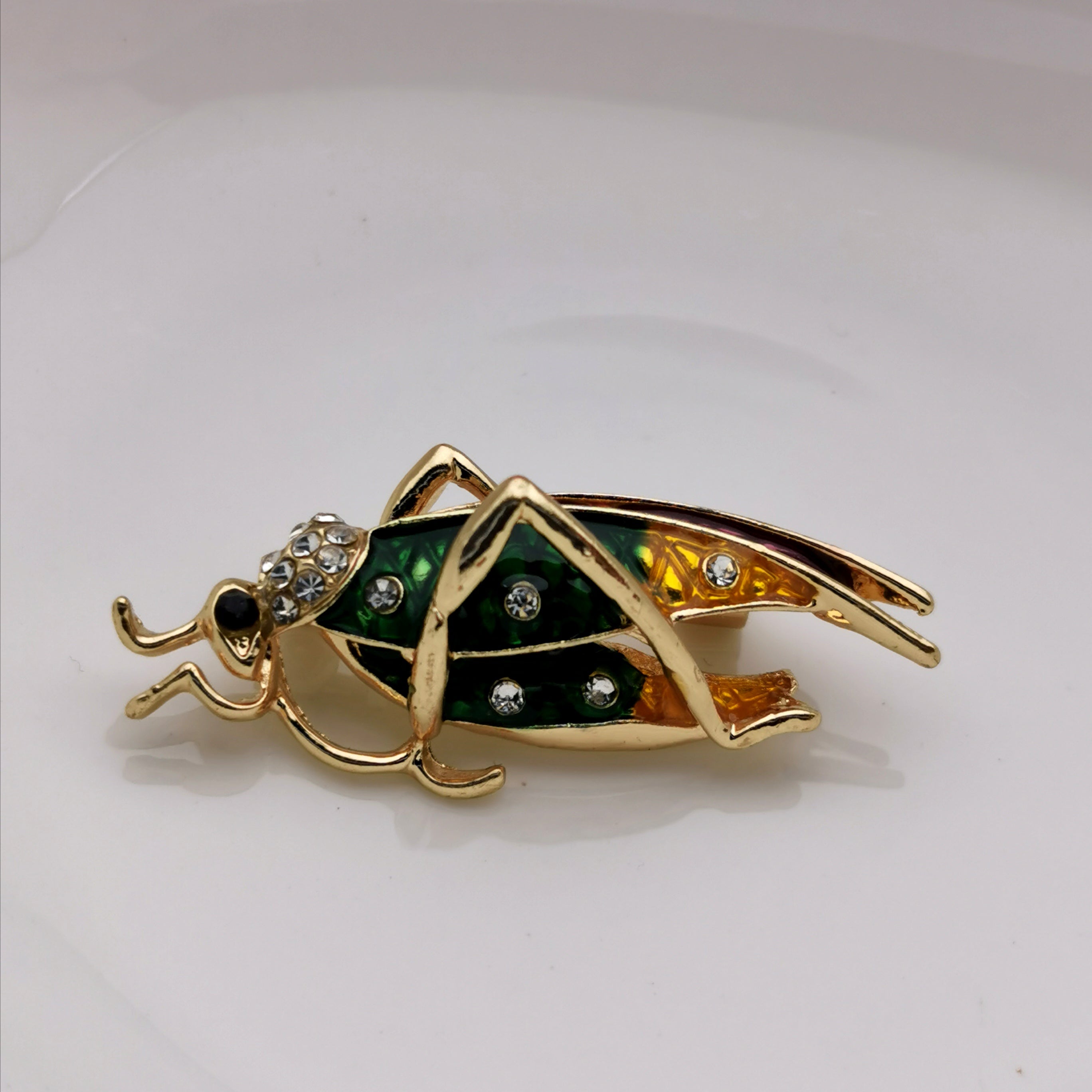 Grasshopper insert brooch