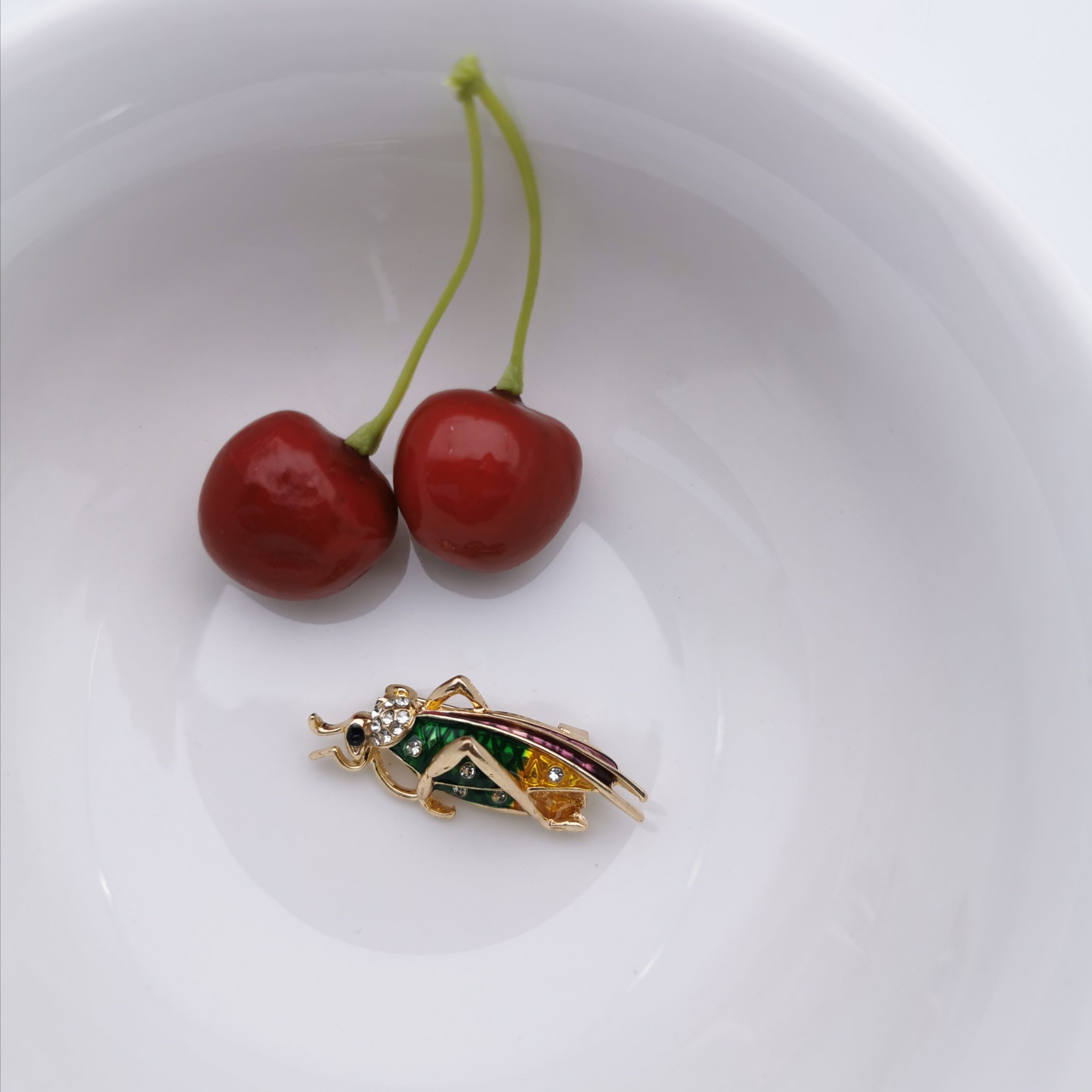 Grasshopper insert brooch