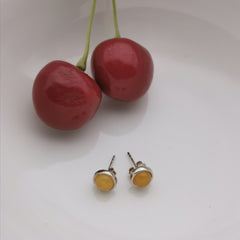 7.8mm Baltic Amber sterling silver stud earring