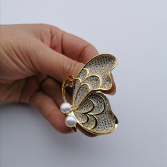 Butterfly freshwater pearl brooch