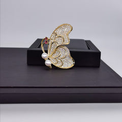 Butterfly freshwater pearl brooch