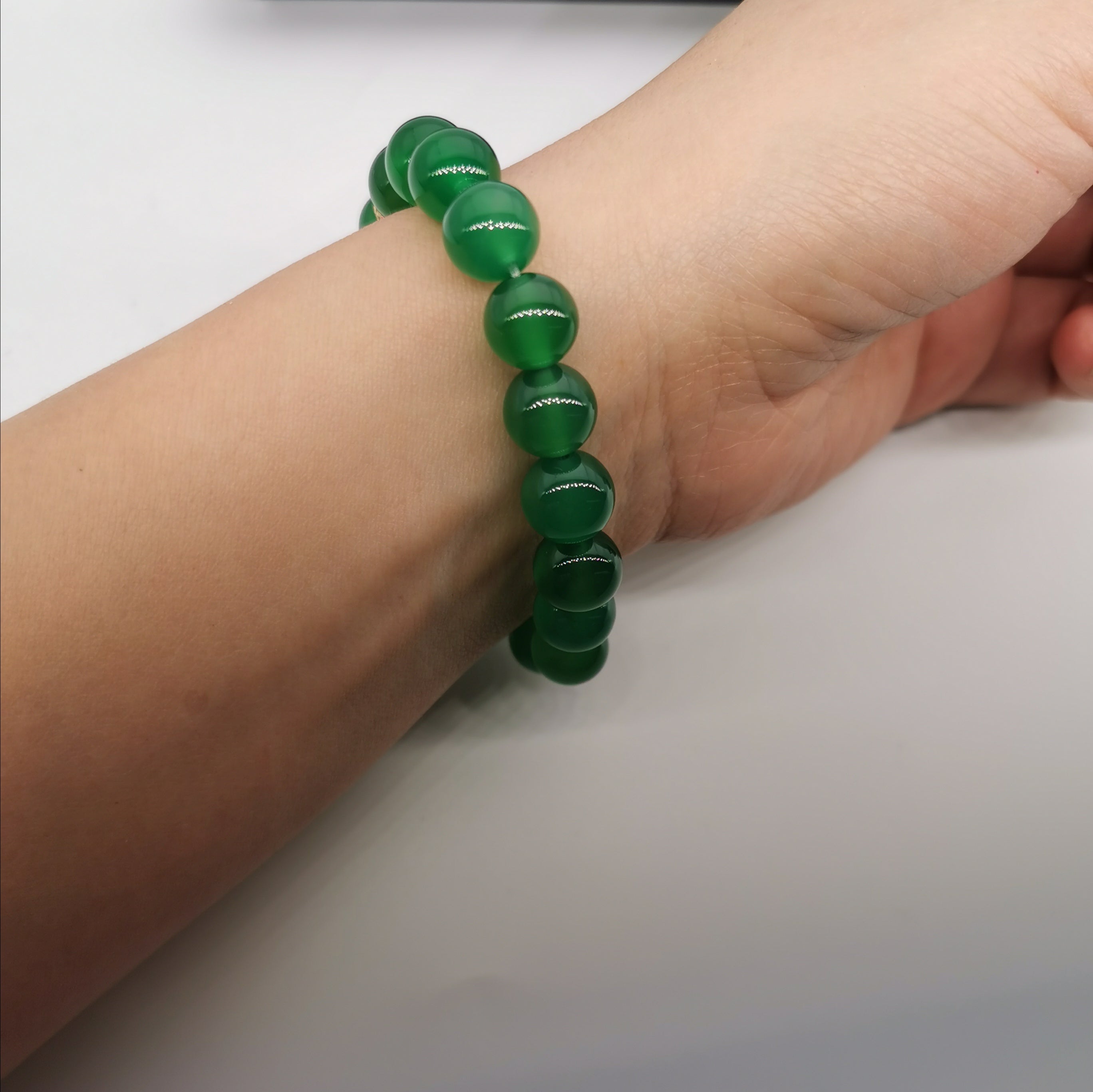 Chalcedony with sterling silver beads strecth bracelet