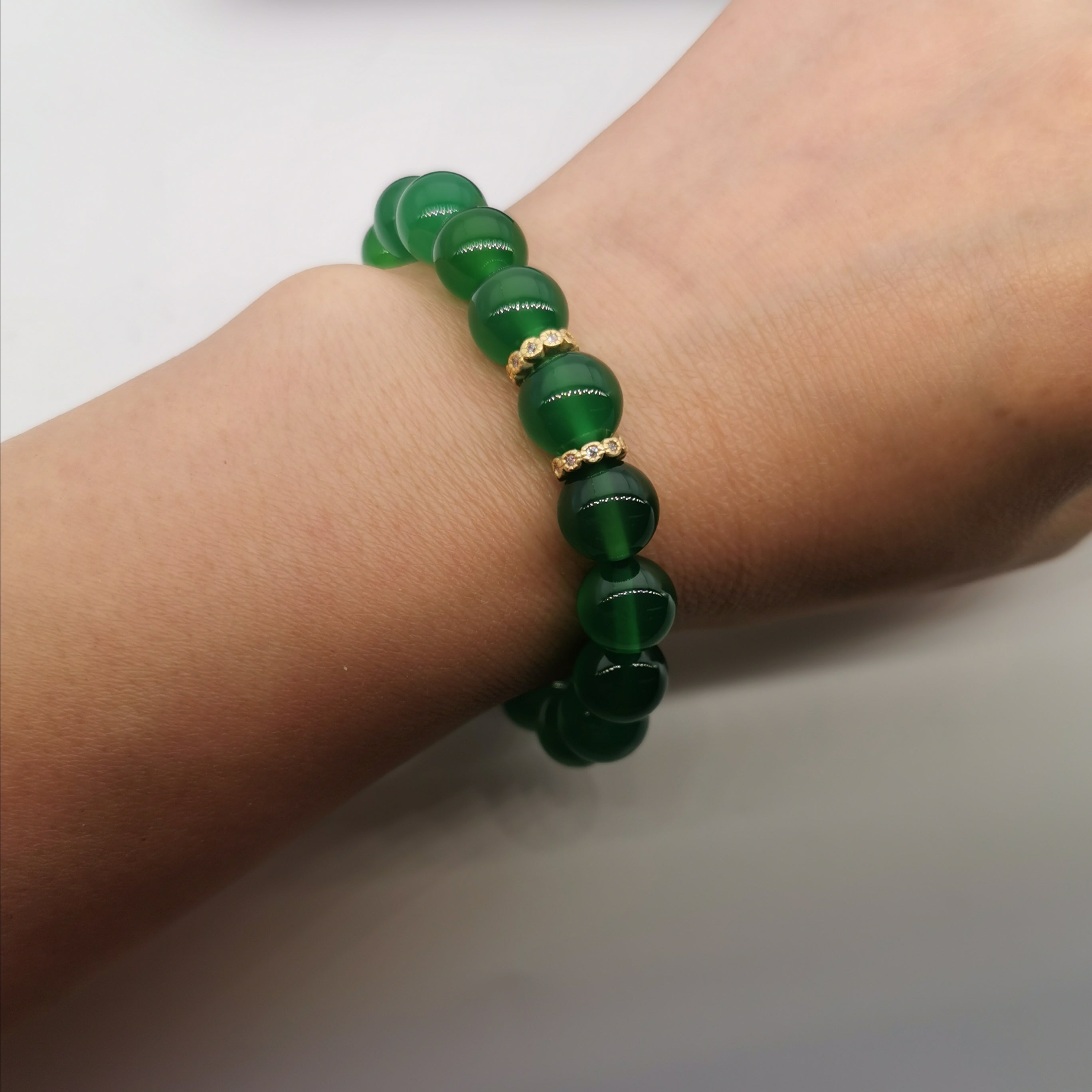 Chalcedony with sterling silver beads strecth bracelet