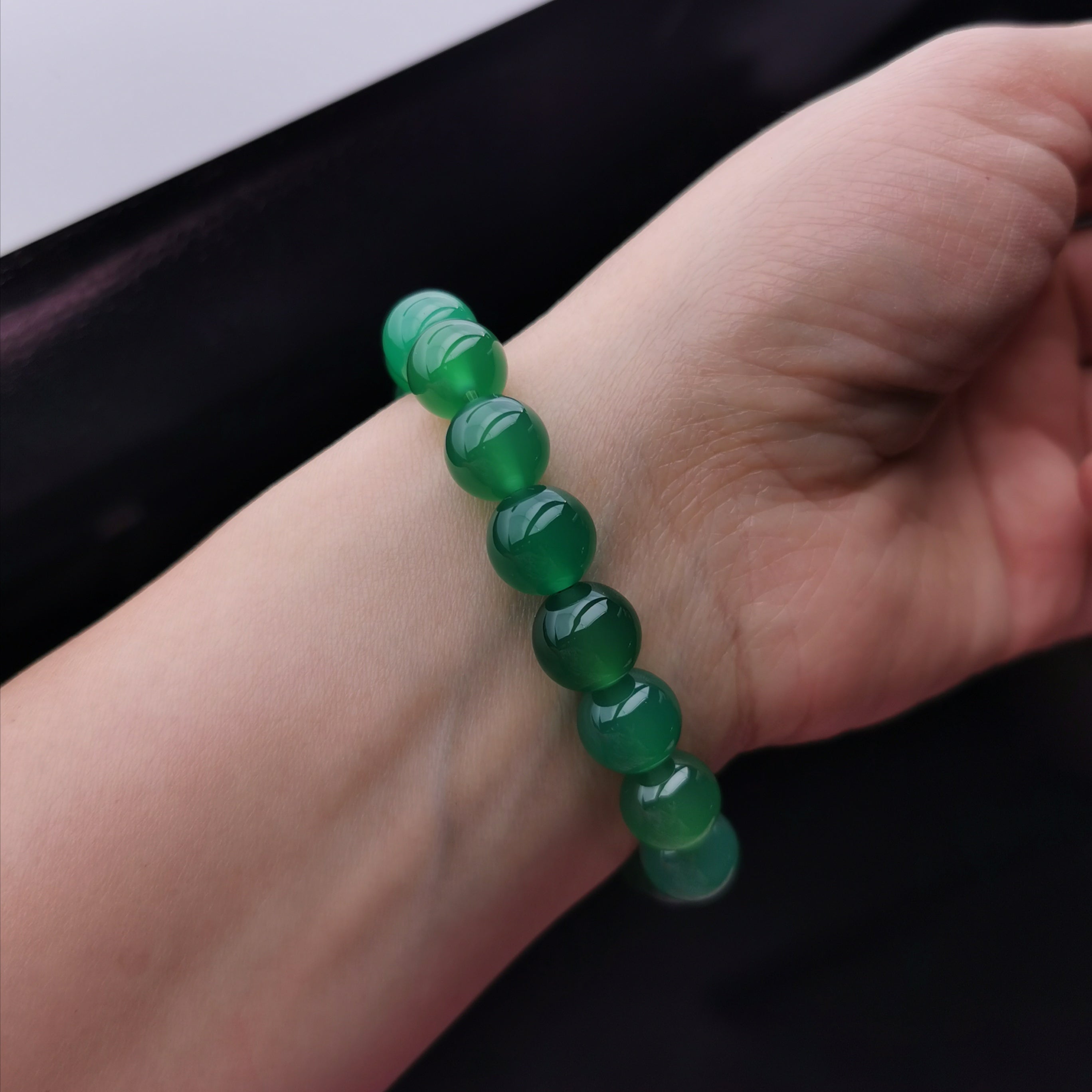 Chalcedony with sterling silver beads strecth bracelet
