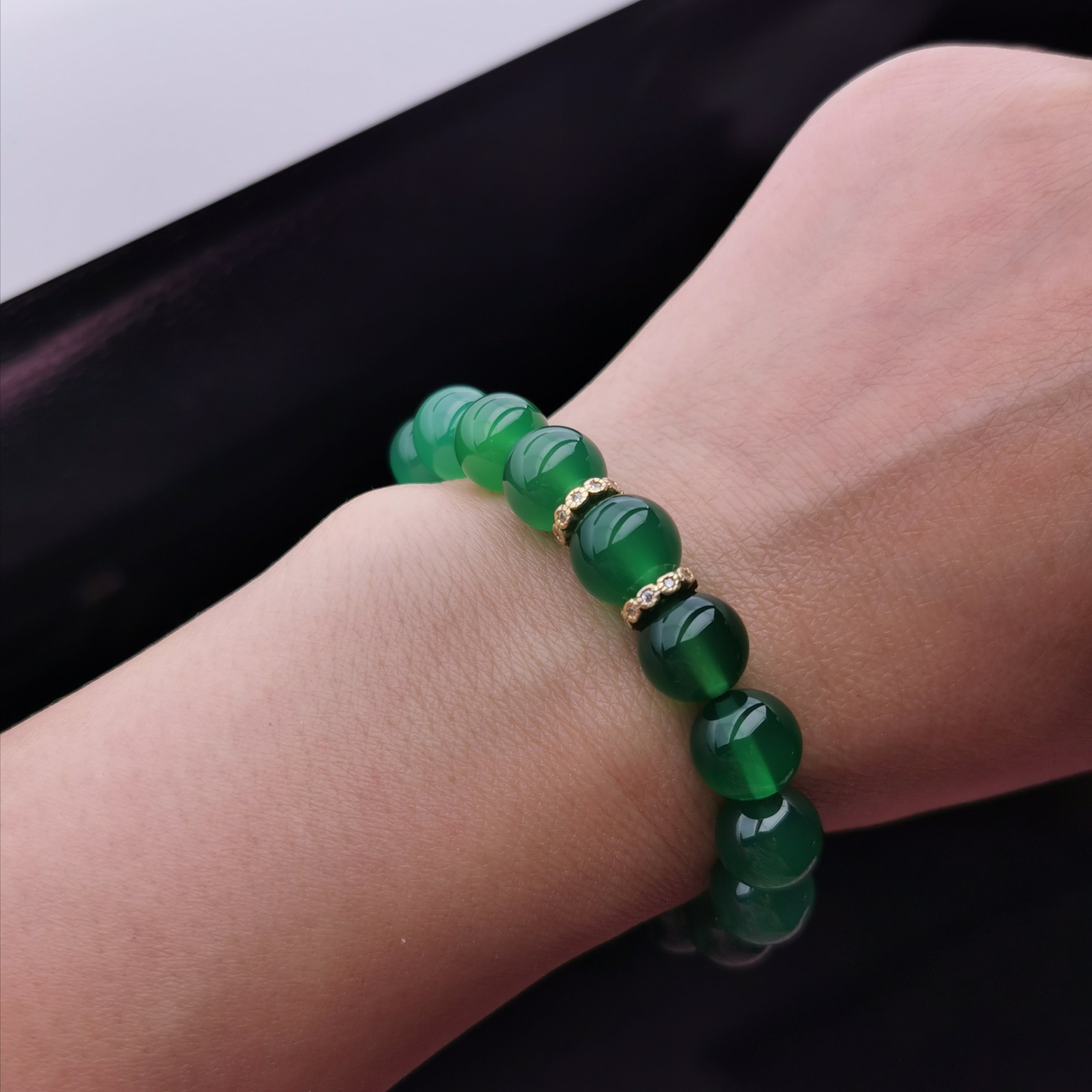 Chalcedony with sterling silver beads strecth bracelet
