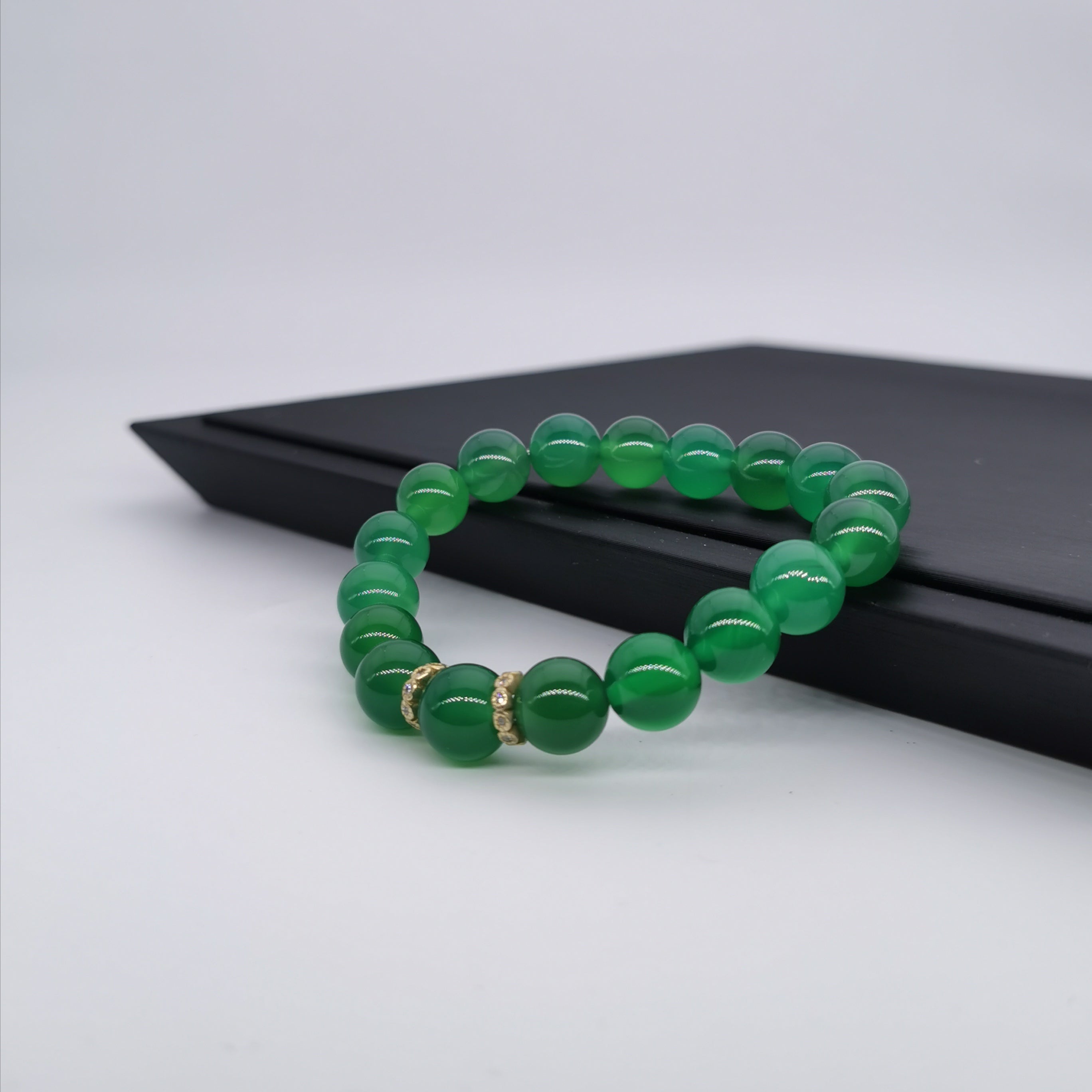 Chalcedony with sterling silver beads strecth bracelet