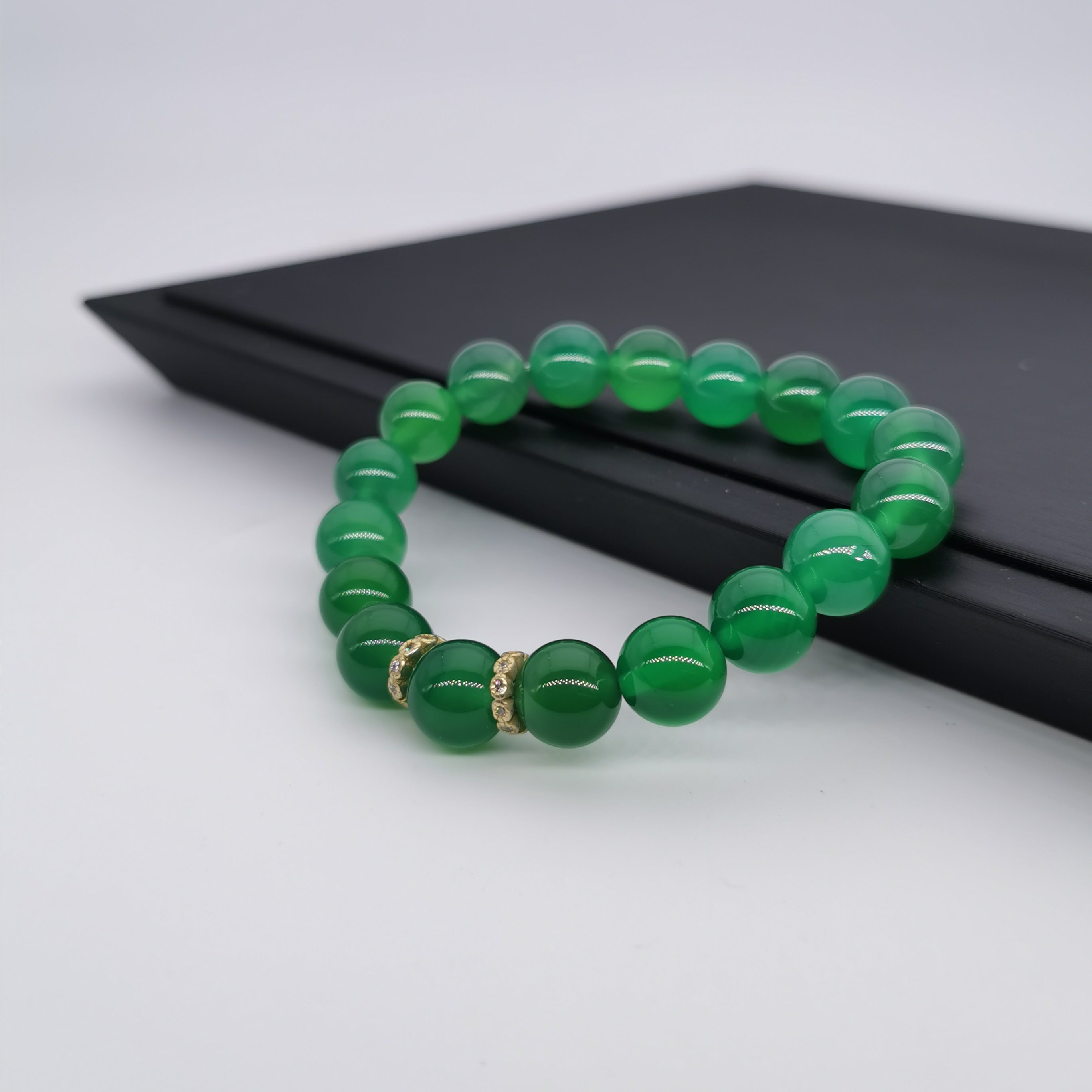 Chalcedony with sterling silver beads strecth bracelet