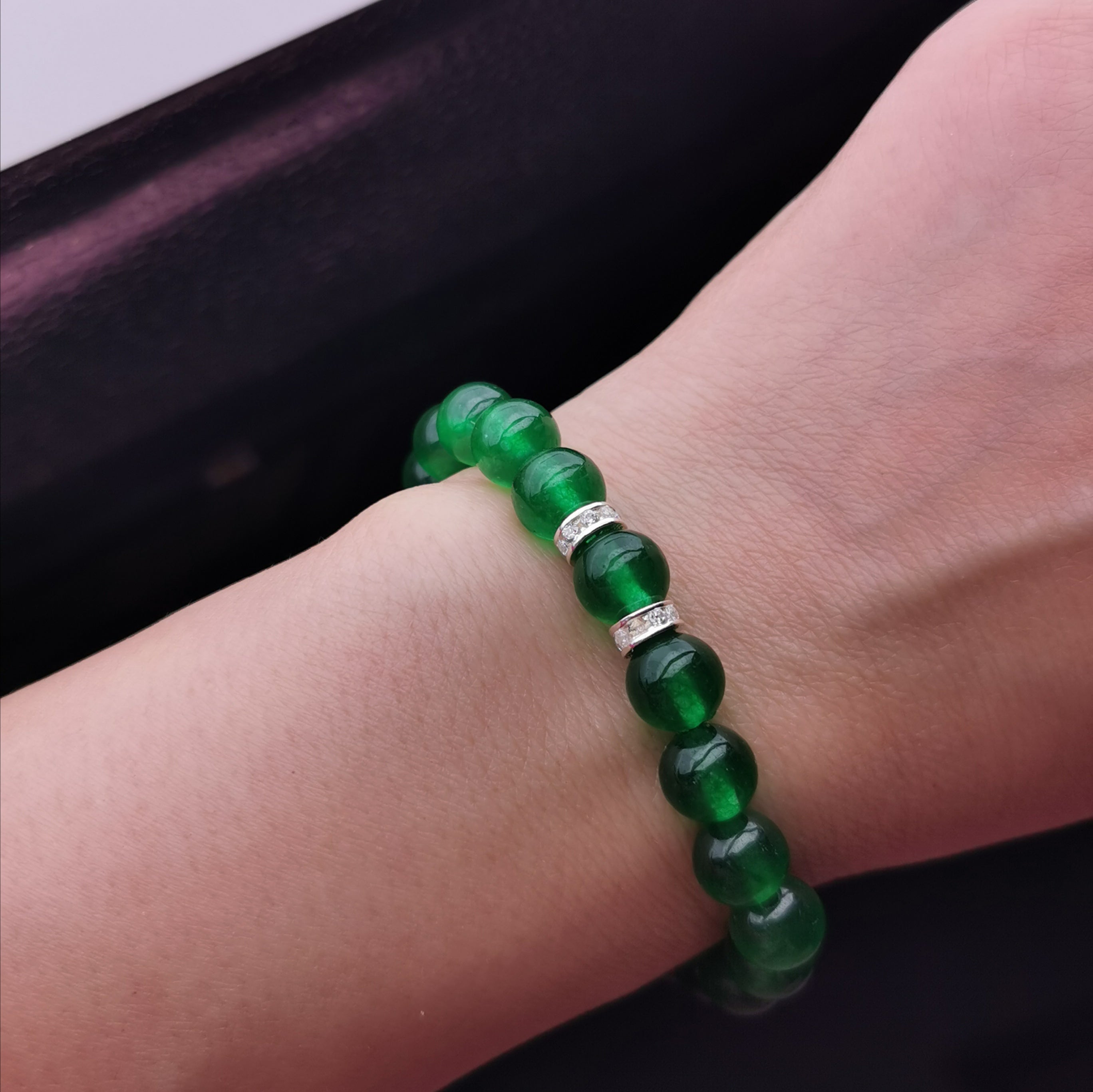 Chalcedony with sterling silver bling charm bracelet