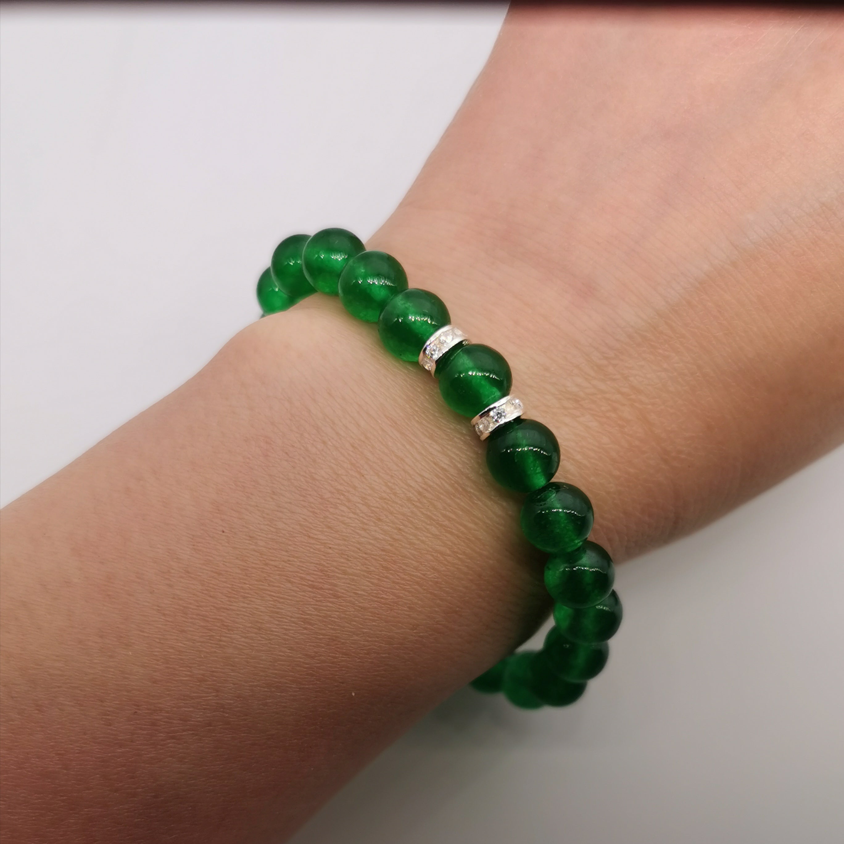 Chalcedony with sterling silver bling charm bracelet