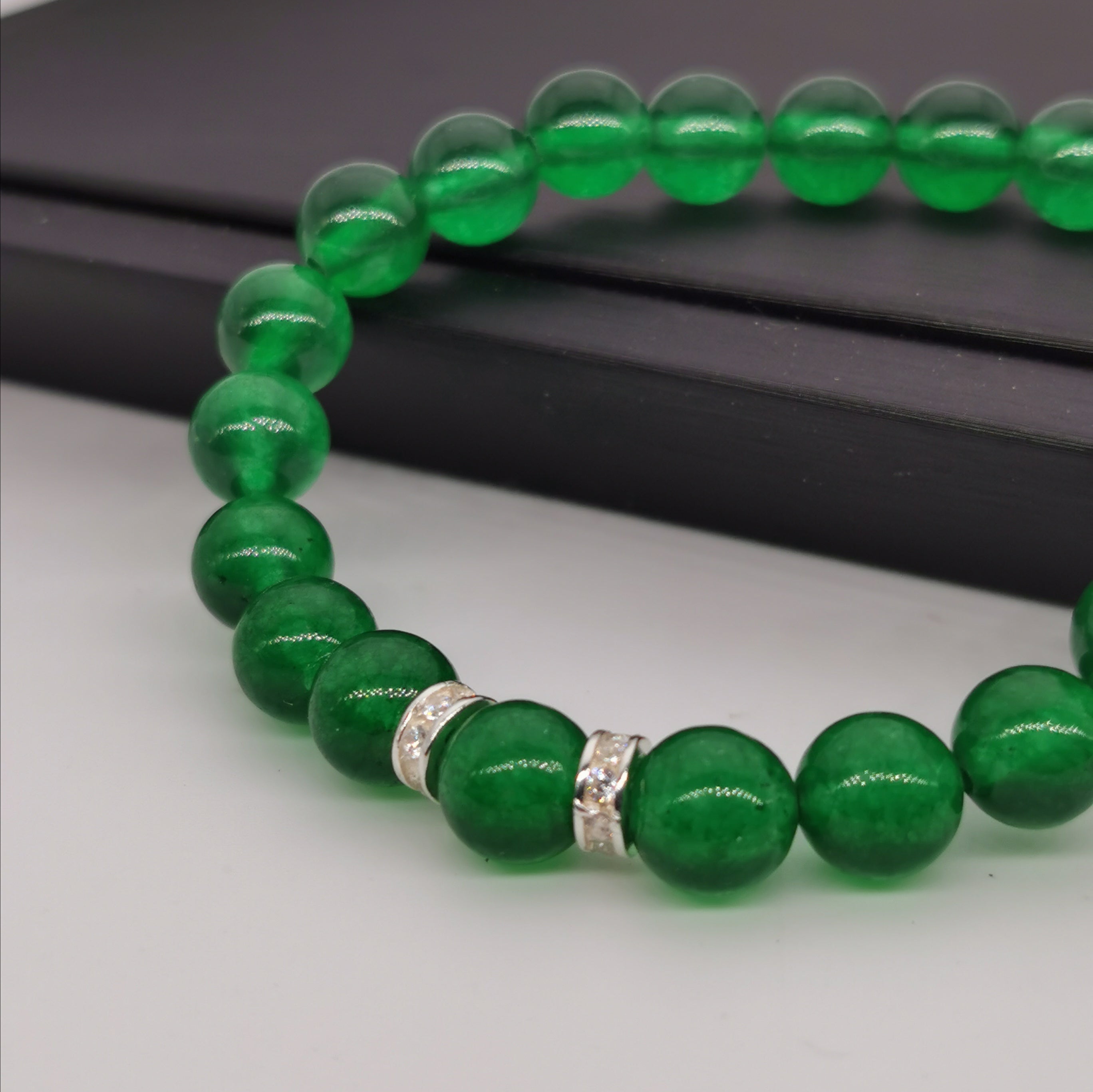 Chalcedony with sterling silver bling charm bracelet