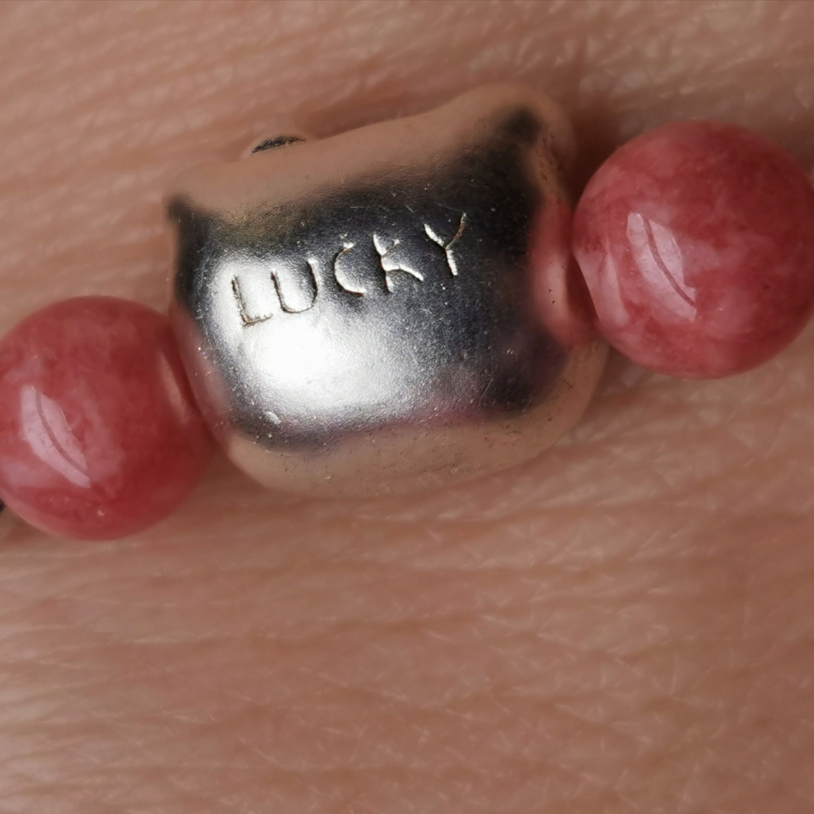 Handmade cute 3D s999 silver with Rhodochrosite stretch brelect