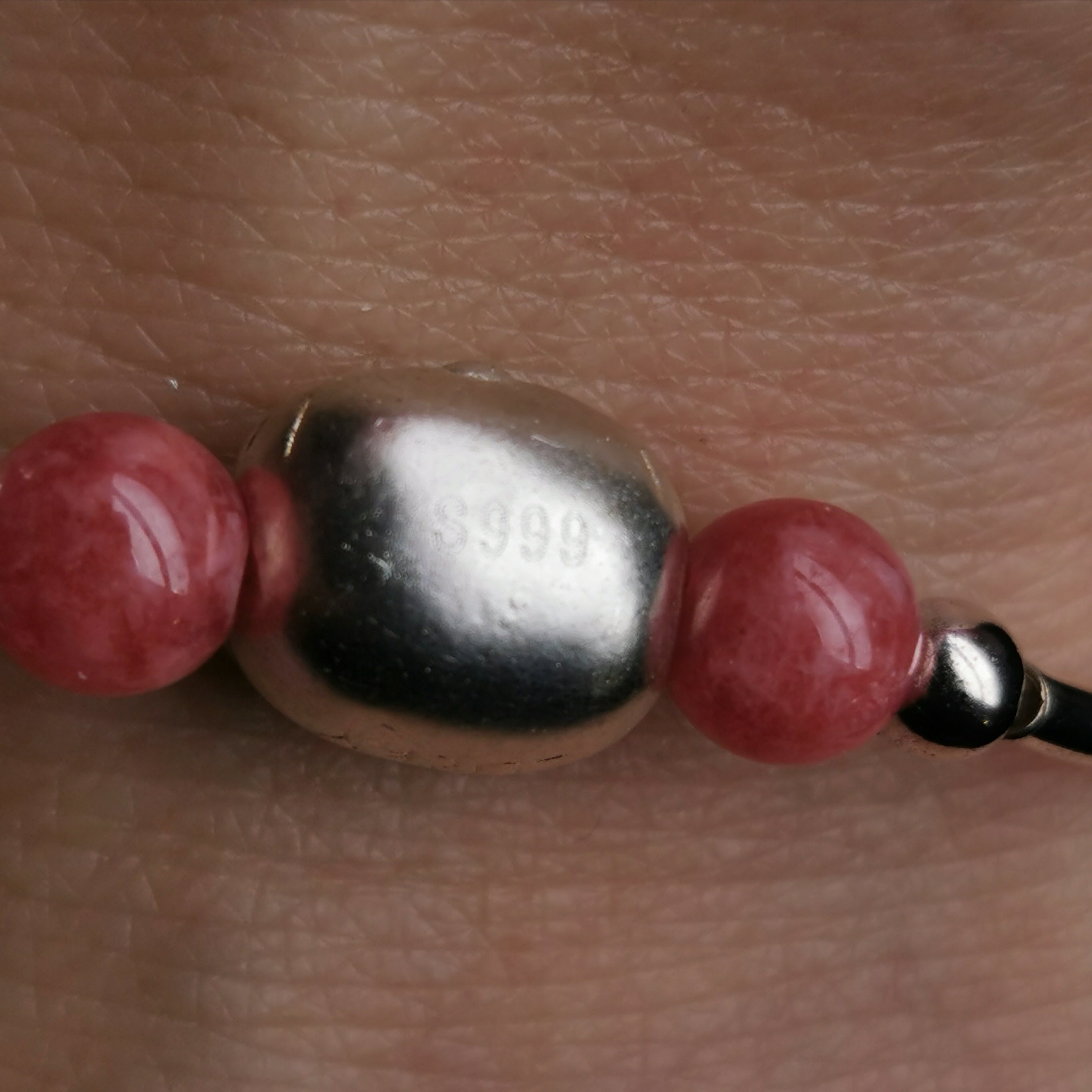 Handmade cute 3D s999 silver with Rhodochrosite stretch brelect