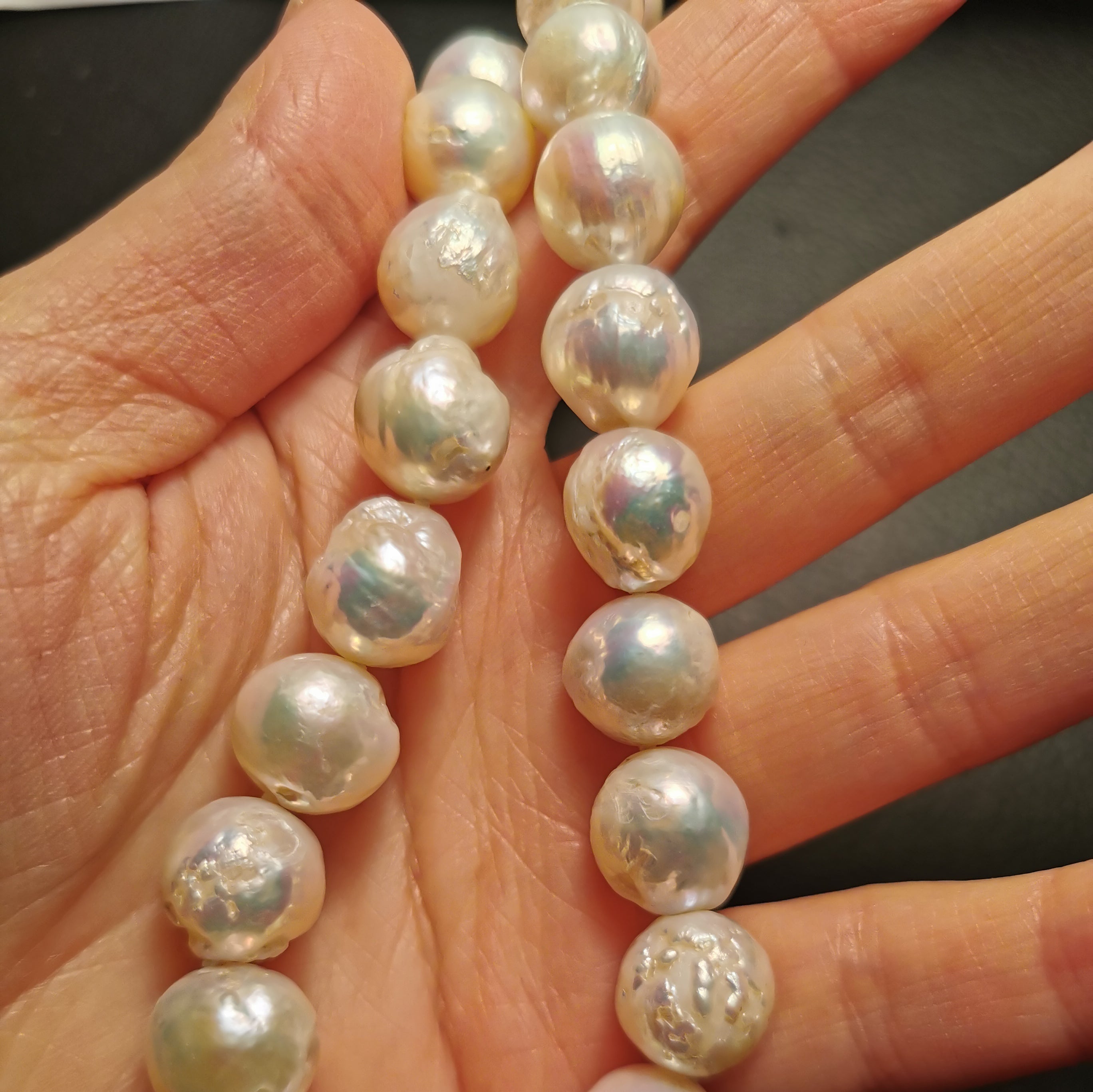 Sterling silver baroque freshwater pearl necklace