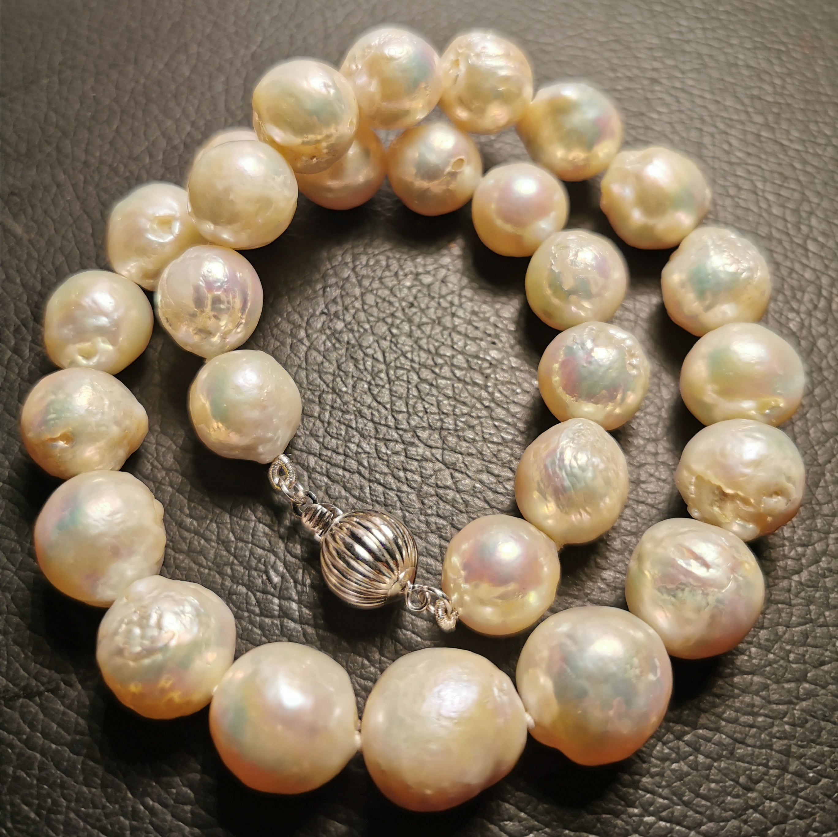 Sterling silver baroque freshwater pearl necklace
