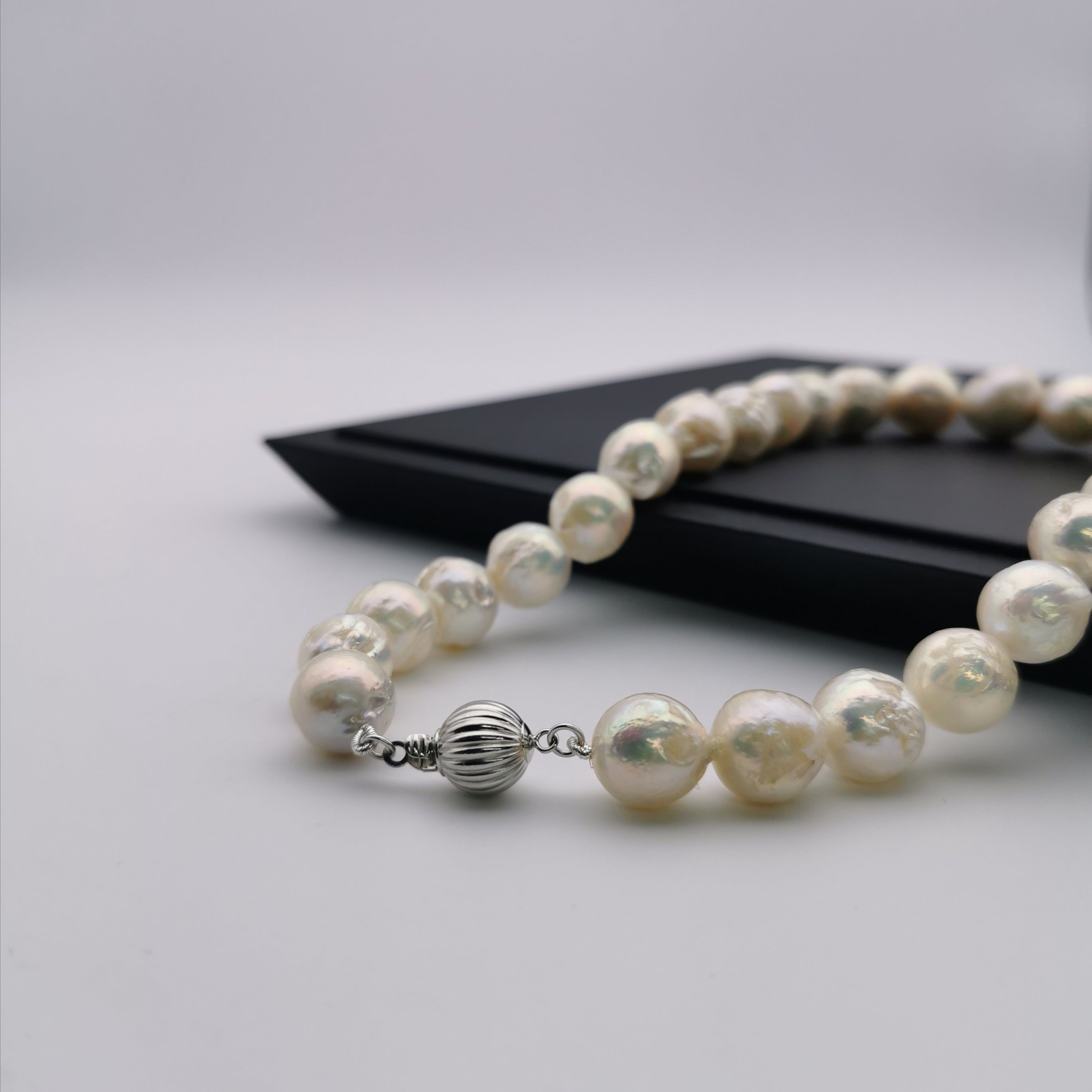 Sterling silver baroque freshwater pearl necklace