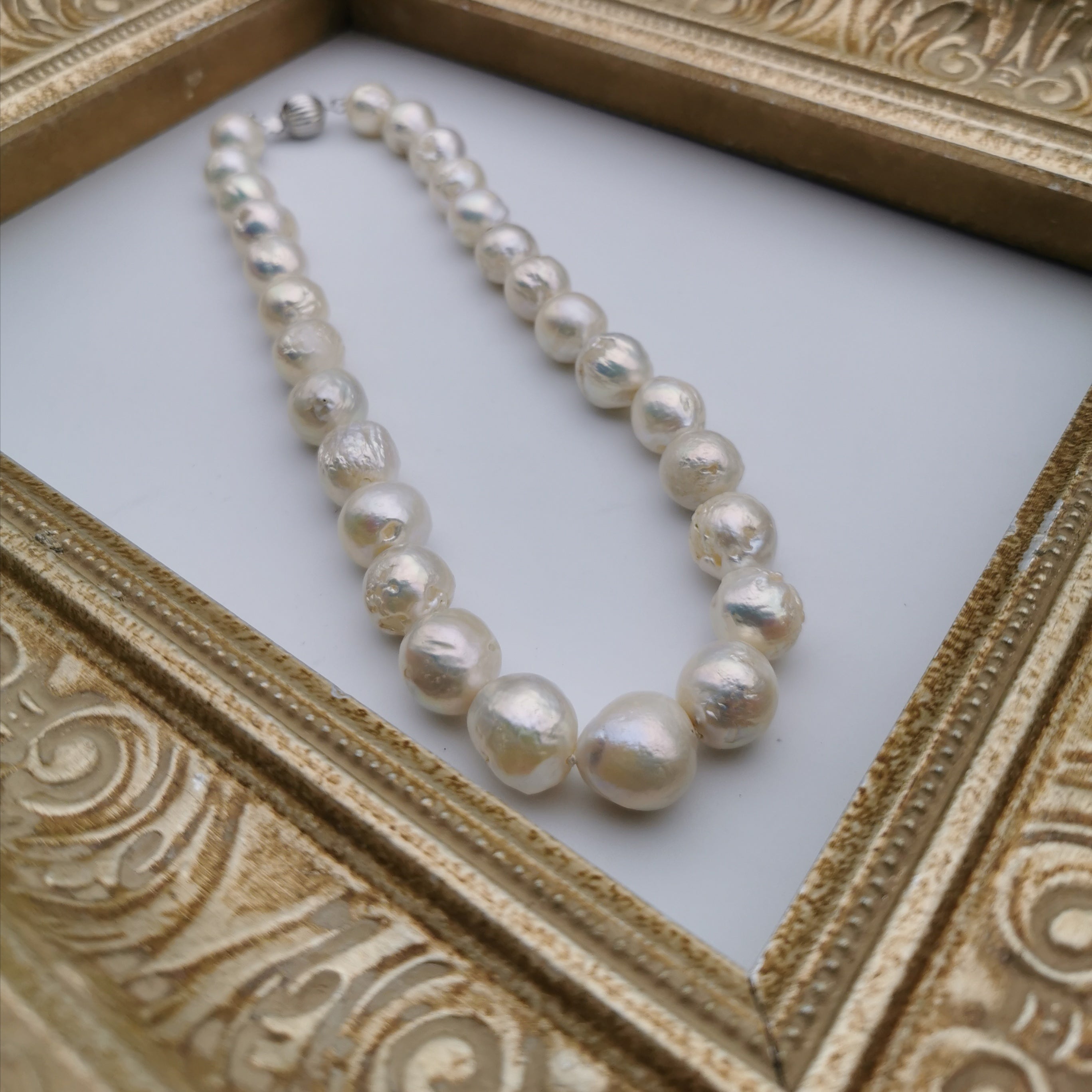 Sterling silver baroque freshwater pearl necklace