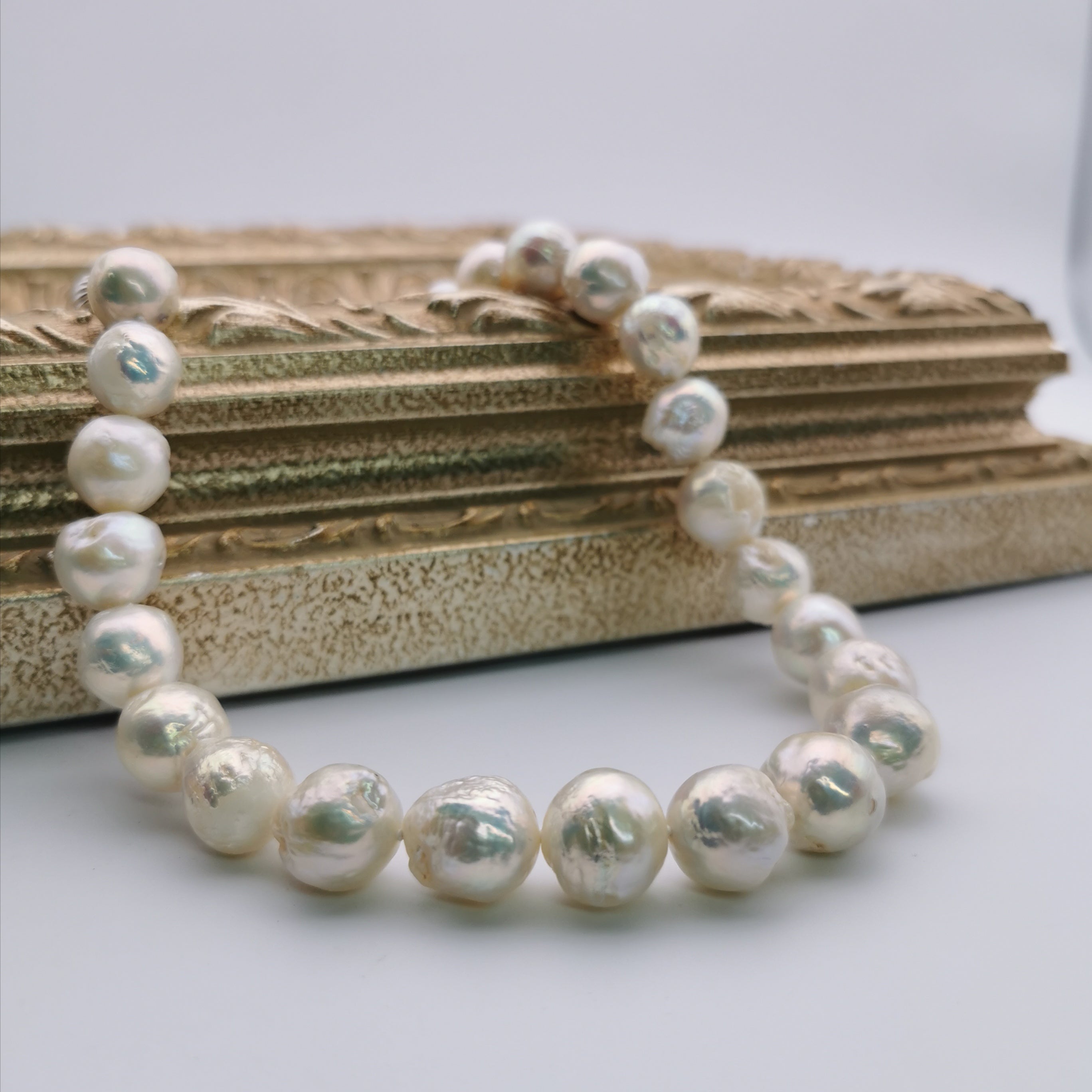 Sterling silver baroque freshwater pearl necklace