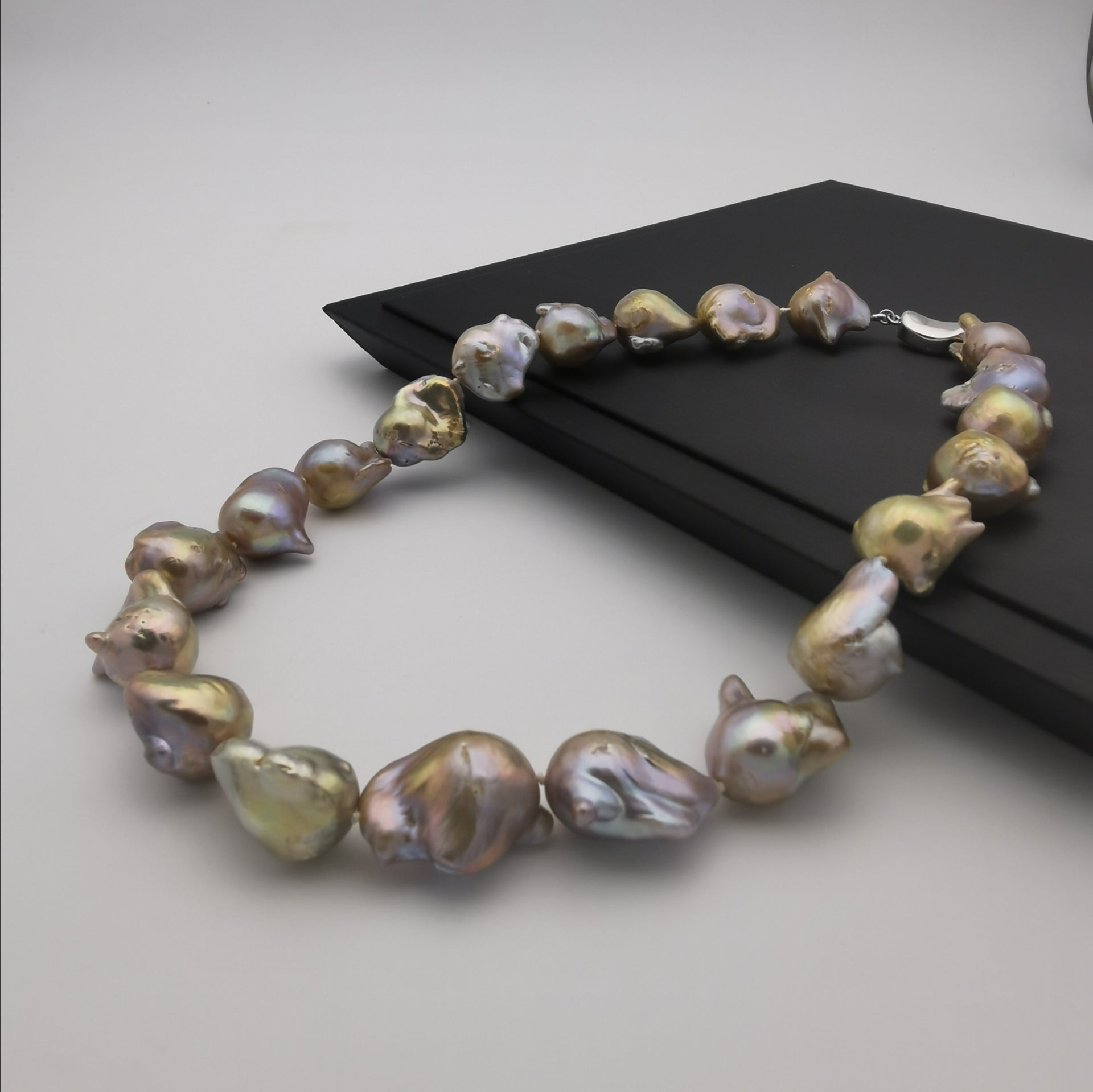 13-15mm baroque pearl with sterling silver clasp purole neckalce