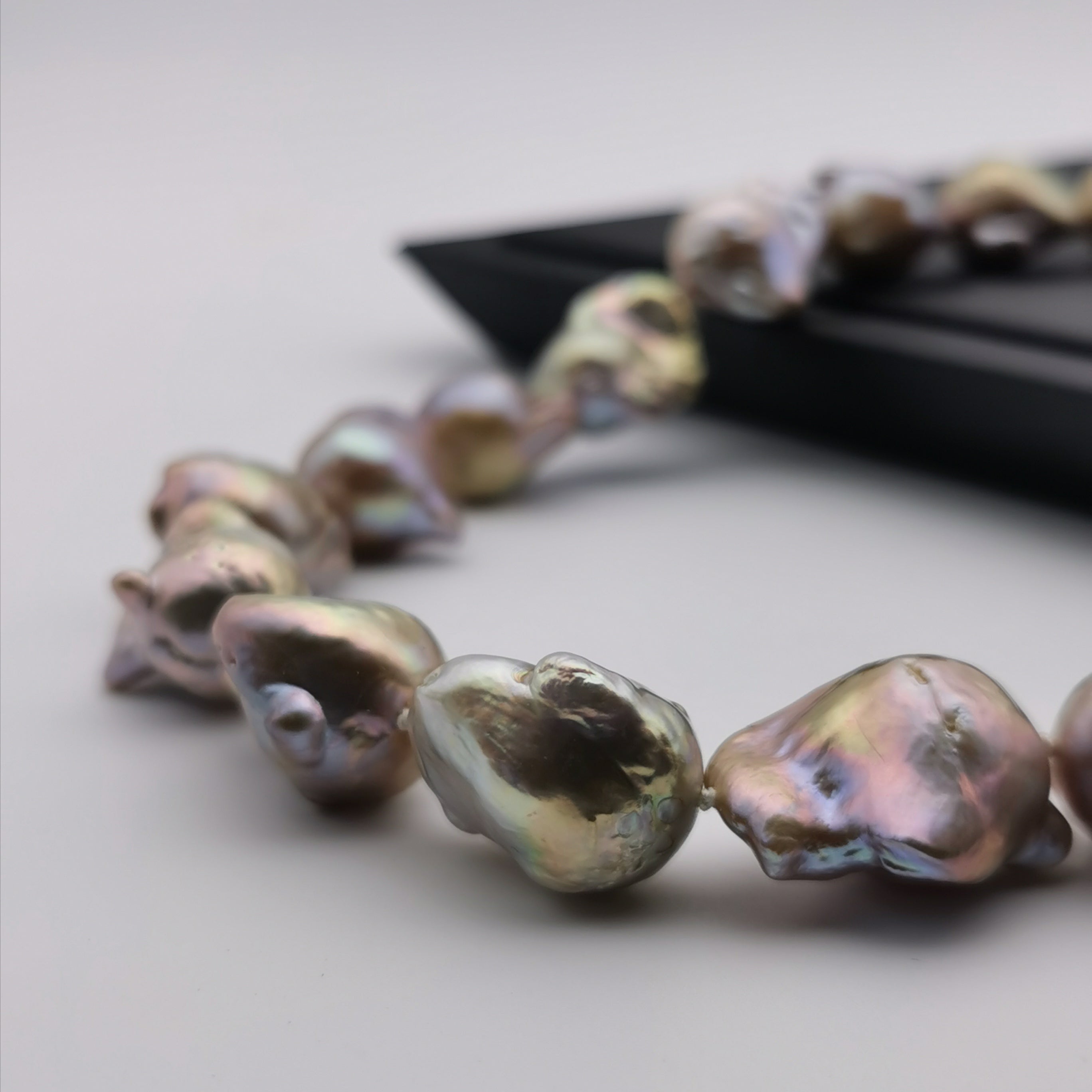13-15mm baroque pearl with sterling silver clasp purole neckalce