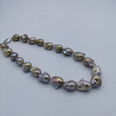13-15mm baroque pearl with sterling silver clasp purole neckalce