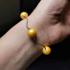 Sterling silver gold rhodium plated with gold colour freshwater pearl strech bracelet