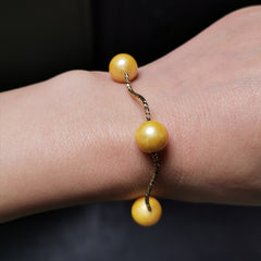 Sterling silver gold rhodium plated with gold colour freshwater pearl strech bracelet