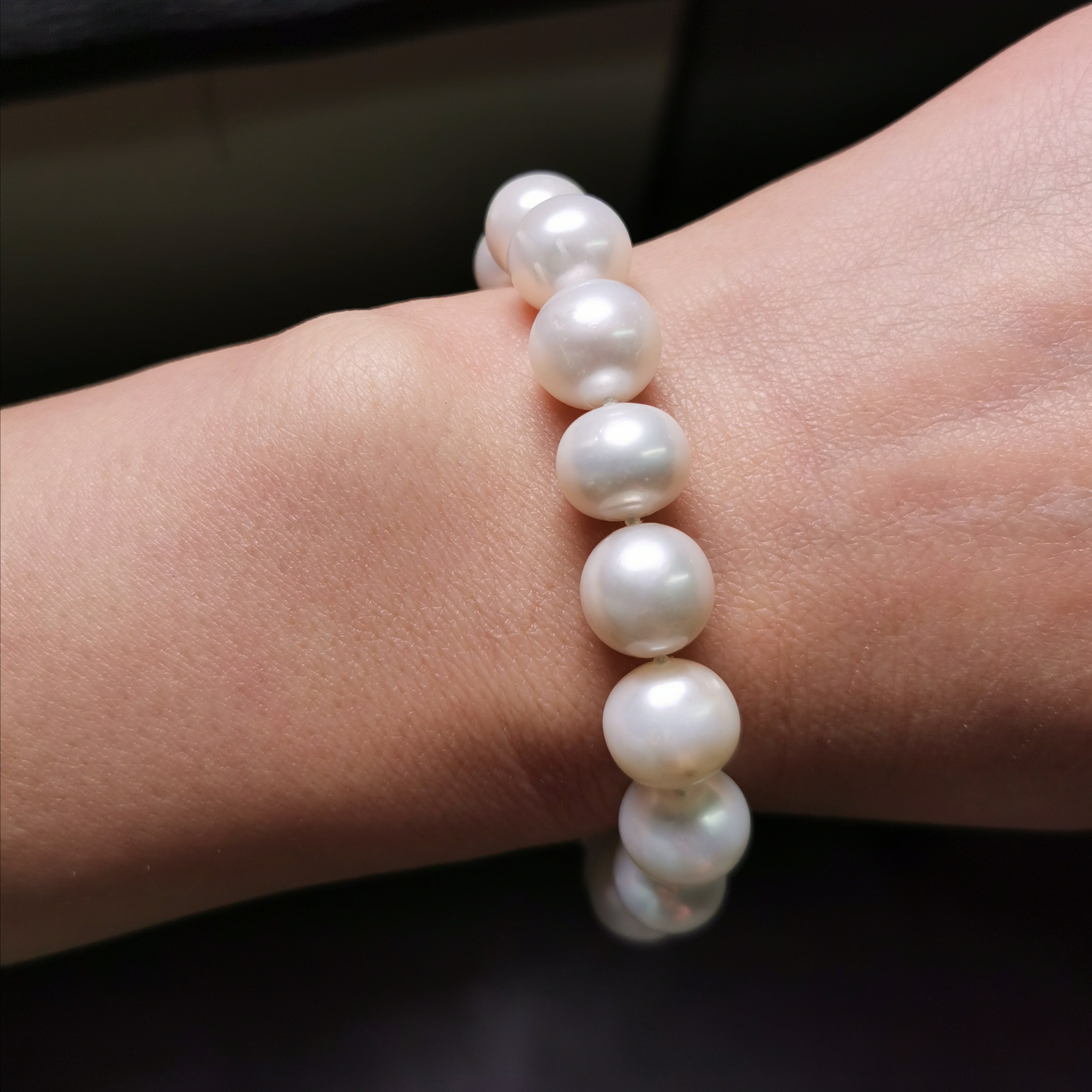 11mm freshwater pearl bracelet with sterling silver gold plated bracelet
