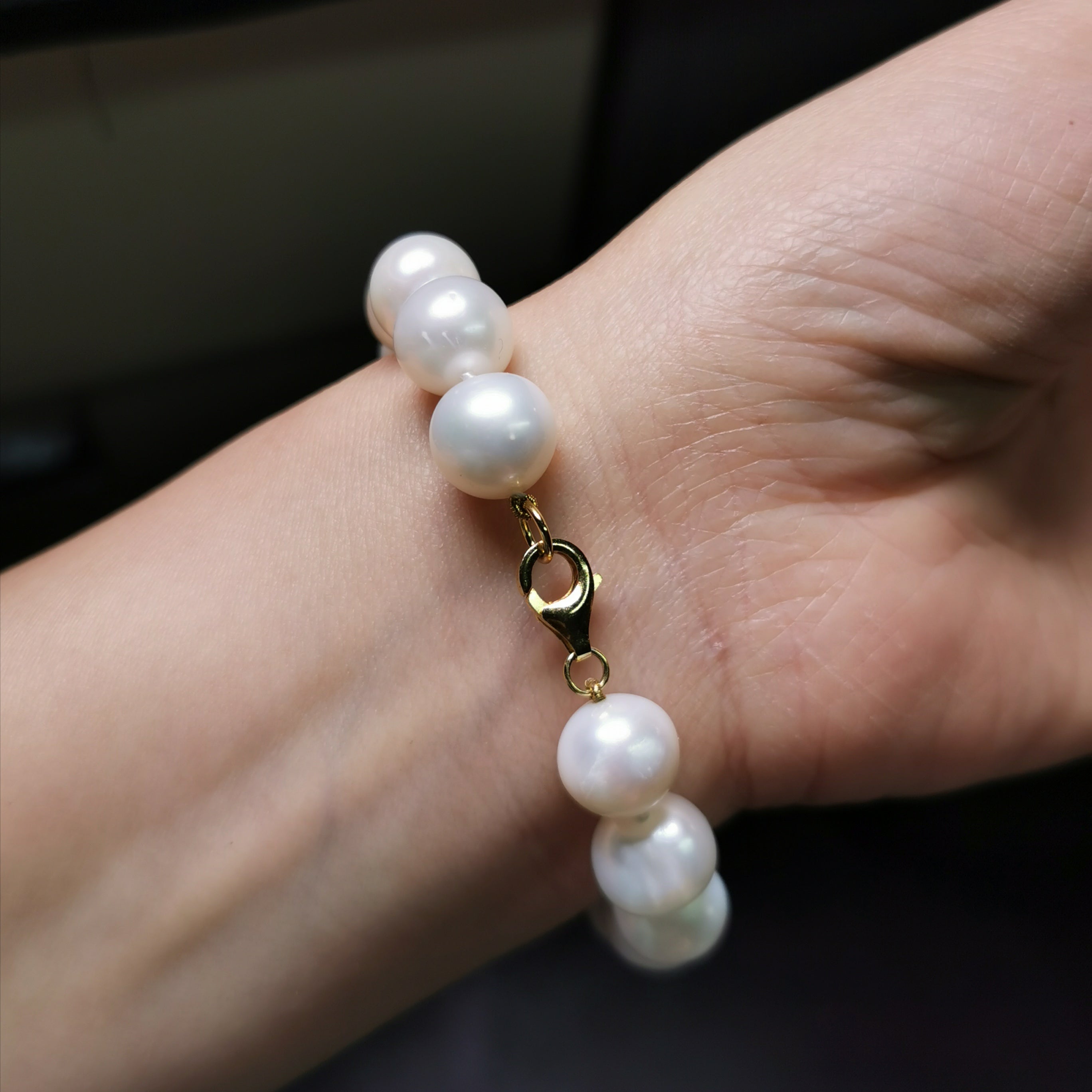 11mm freshwater pearl bracelet with sterling silver gold plated bracelet