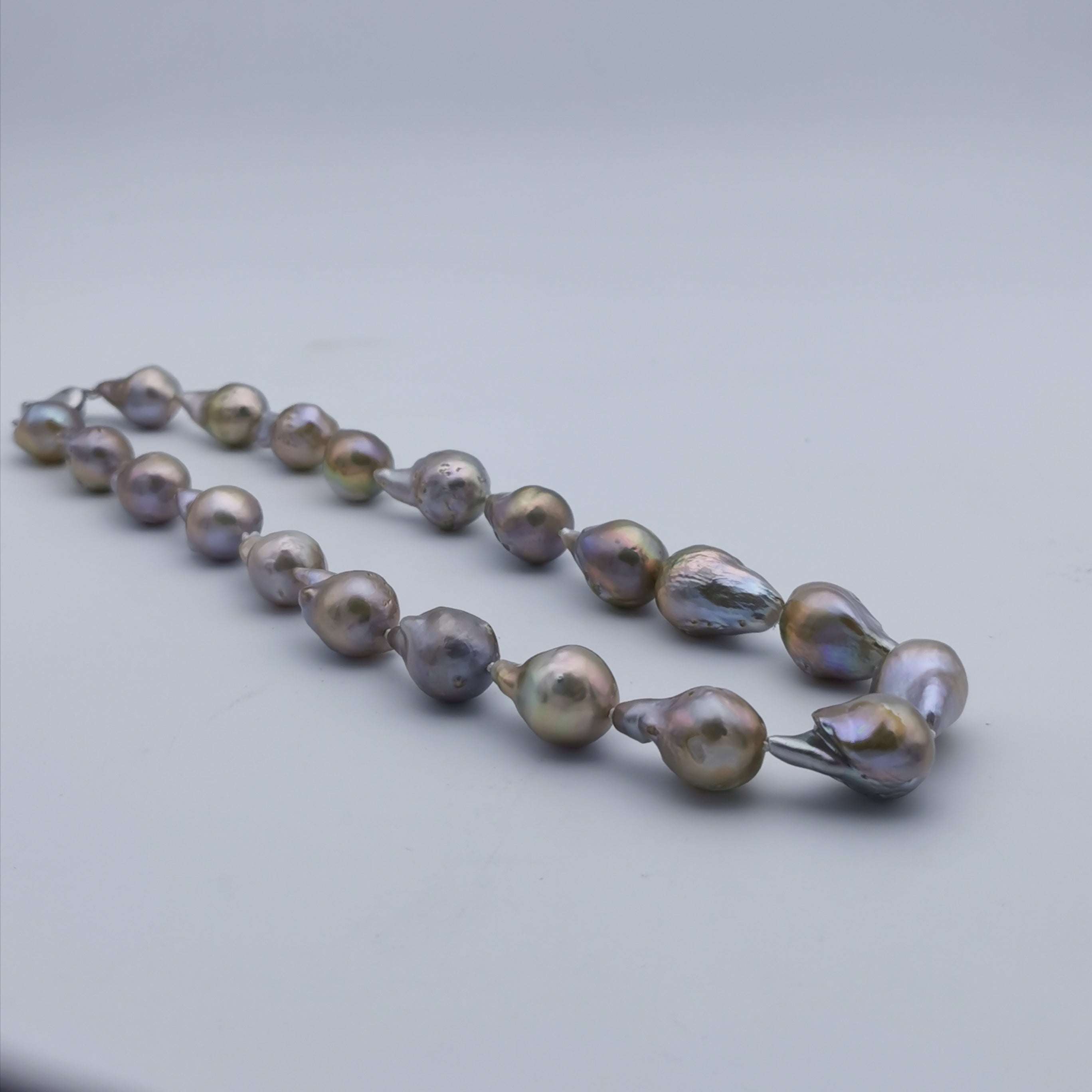 13-14mm purple Baroque pearl with sterling silver clasp necklace