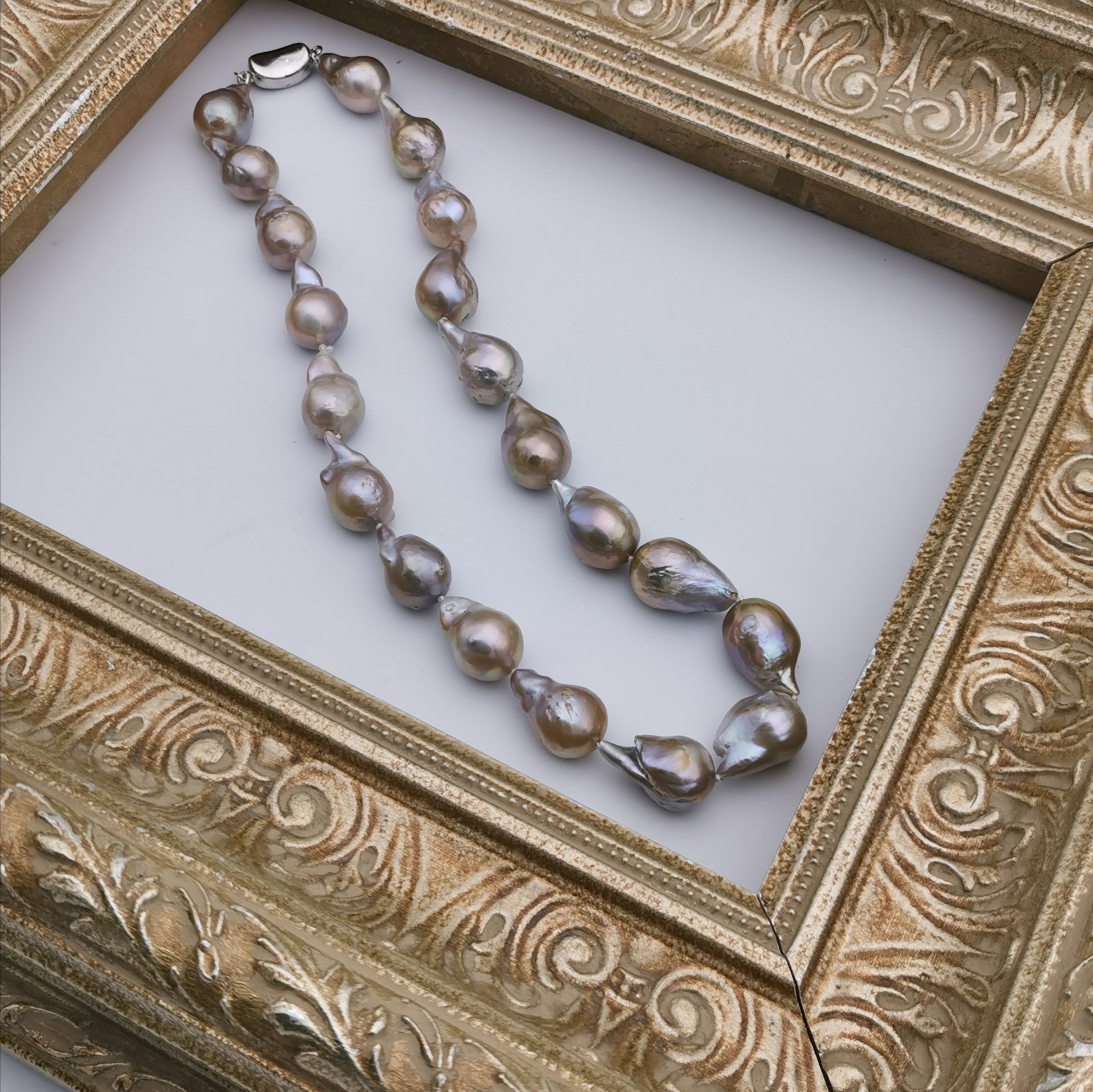 13-14mm purple Baroque pearl with sterling silver clasp necklace