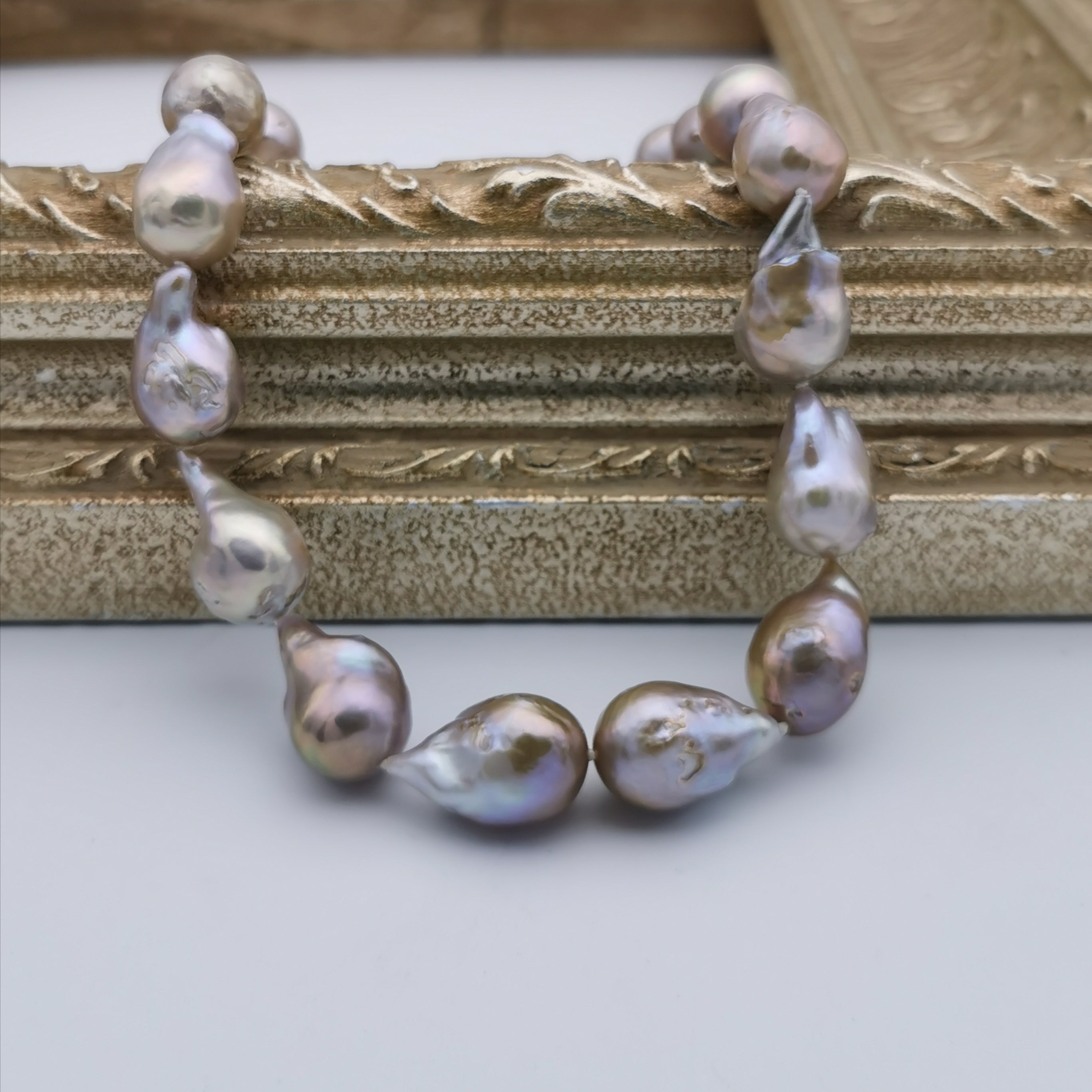 13-14mm purple Baroque pearl with sterling silver clasp necklace