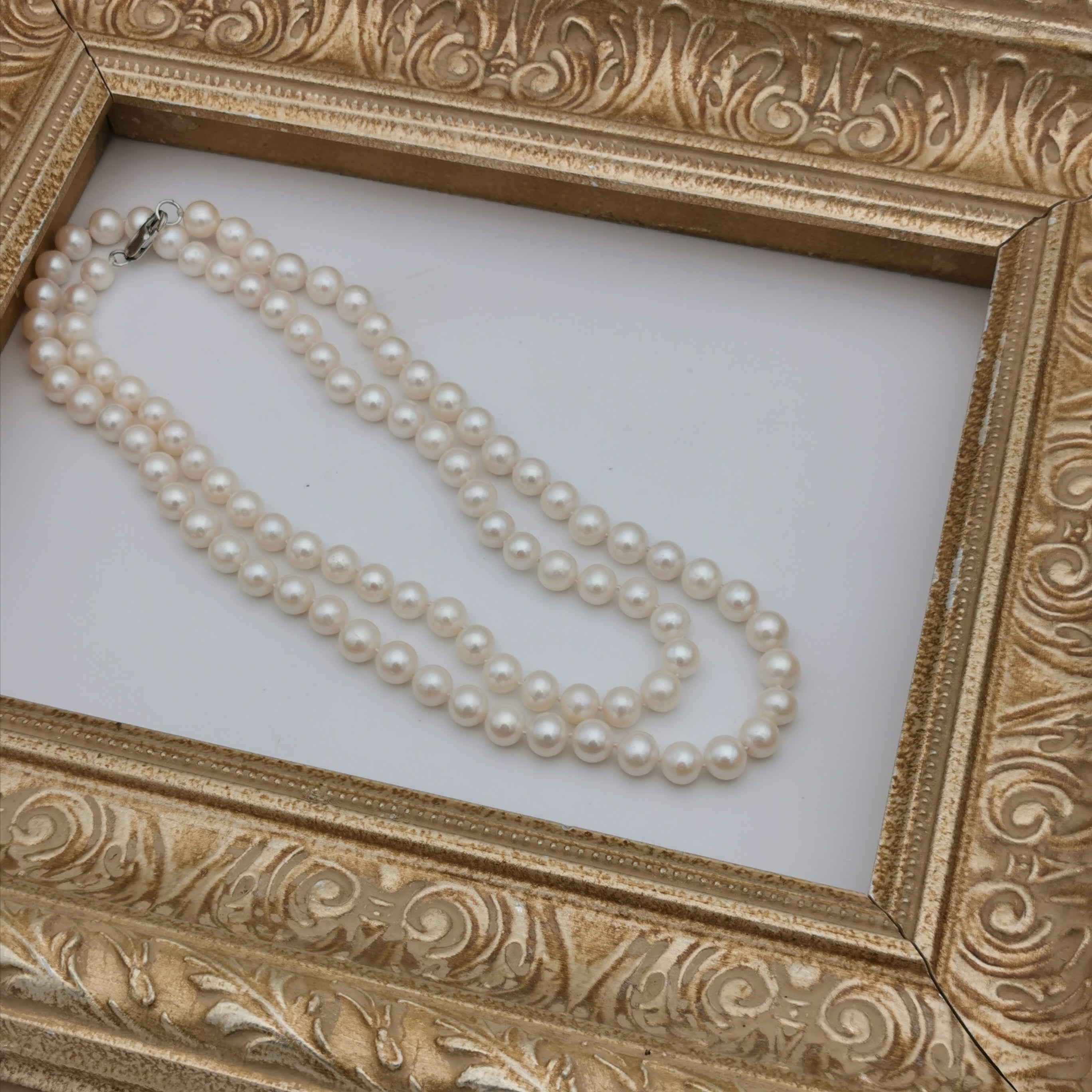 8mm freshwater pearl with sterling silver clasp long necklace
