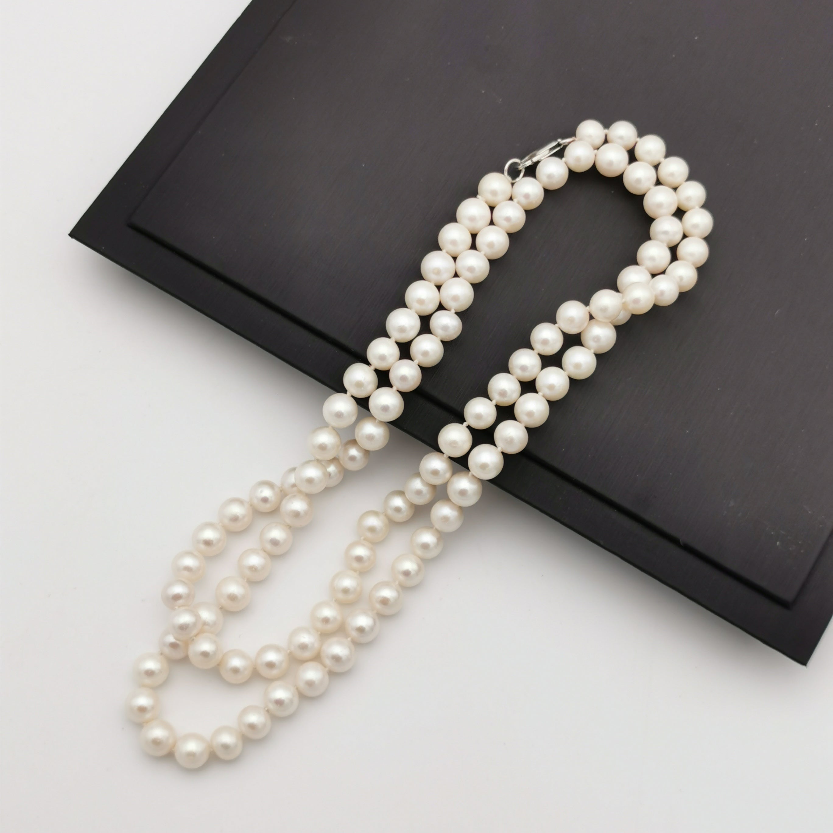 8mm freshwater pearl with sterling silver clasp long necklace