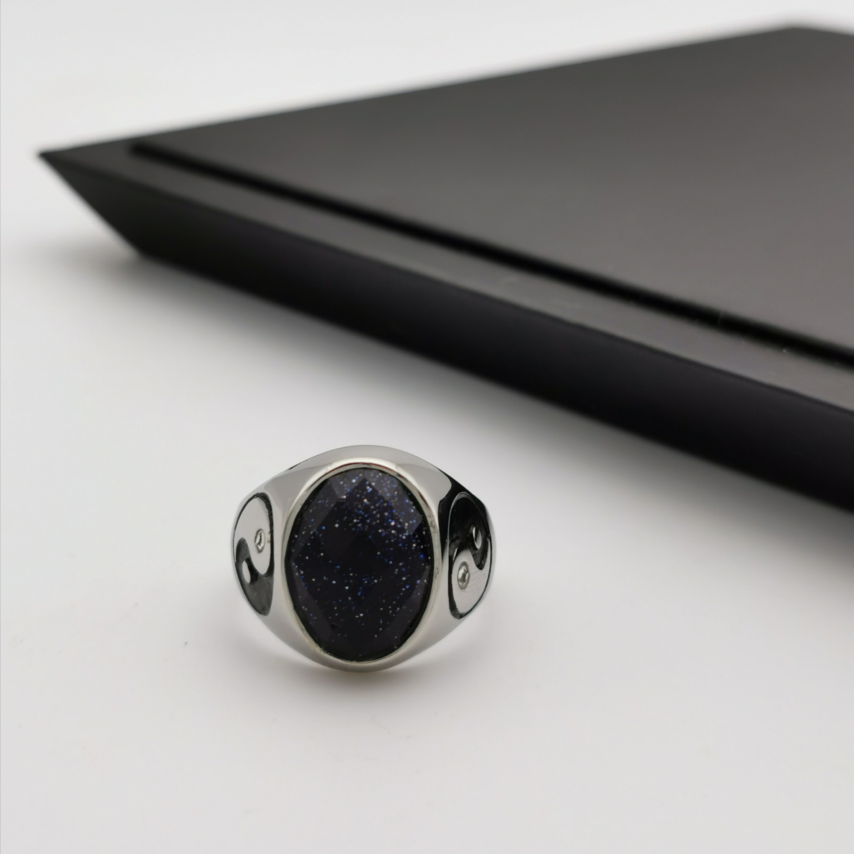 Man's stainless steel Yinyang ring