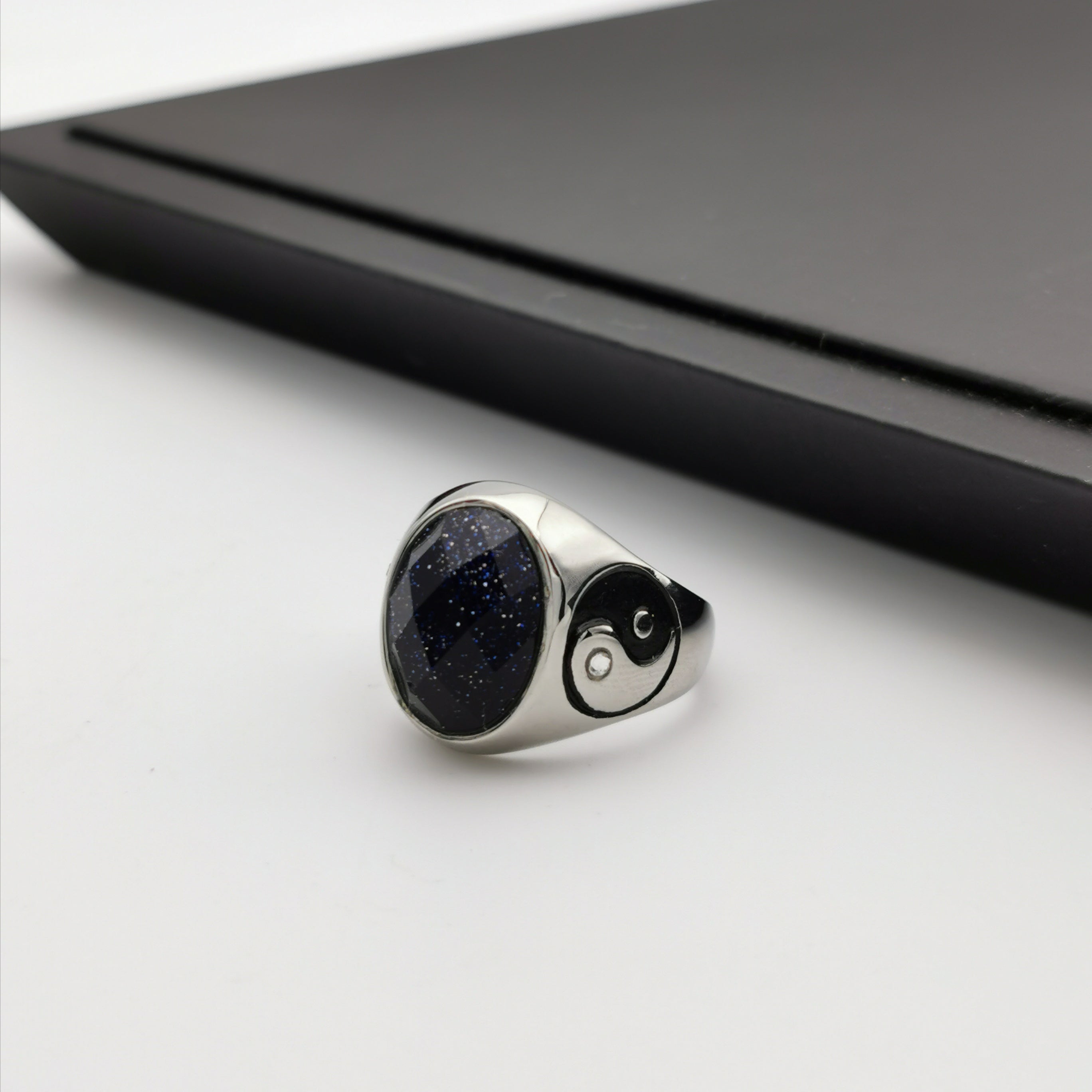 Man's stainless steel Yinyang ring