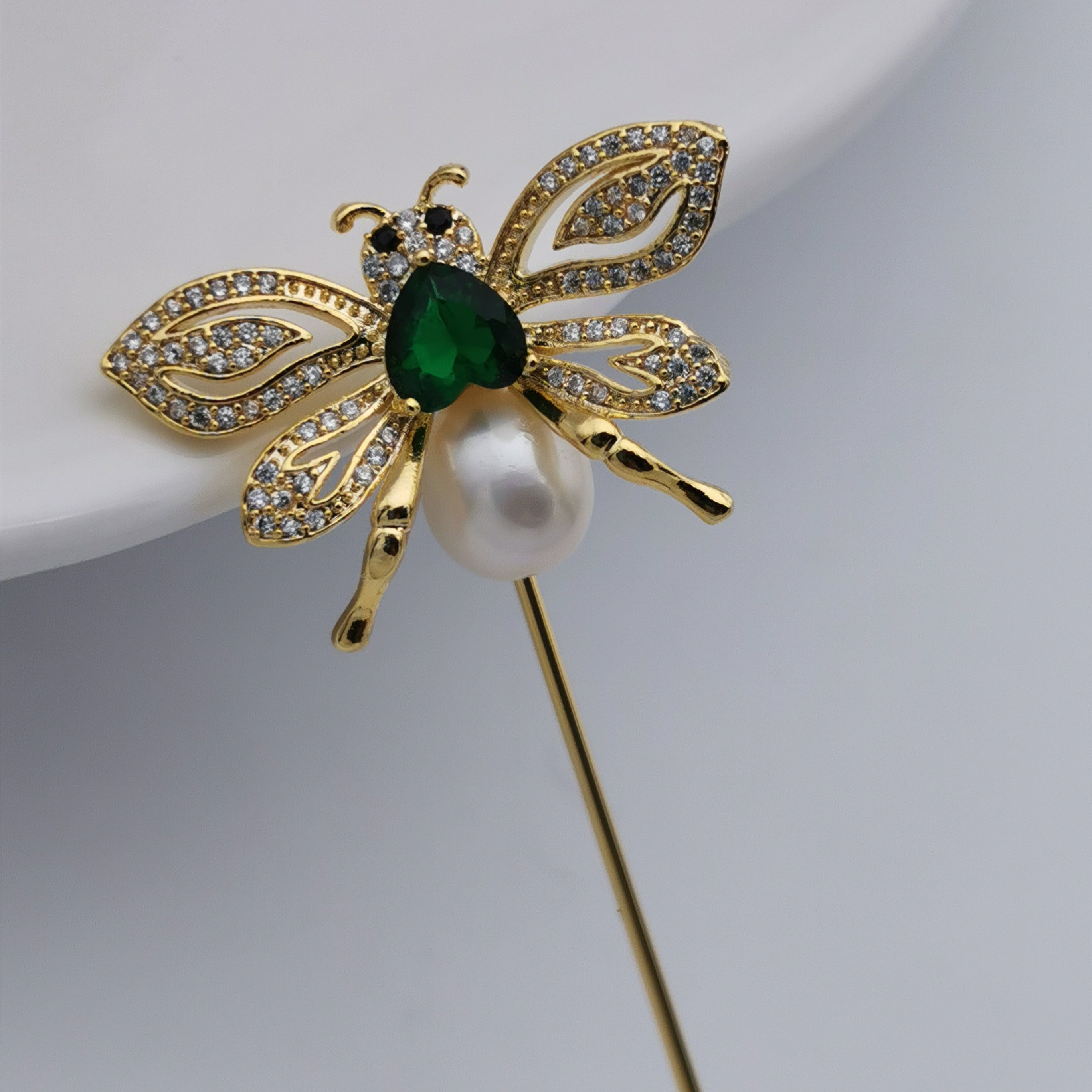 Butterfly freshwater pearl brooch
